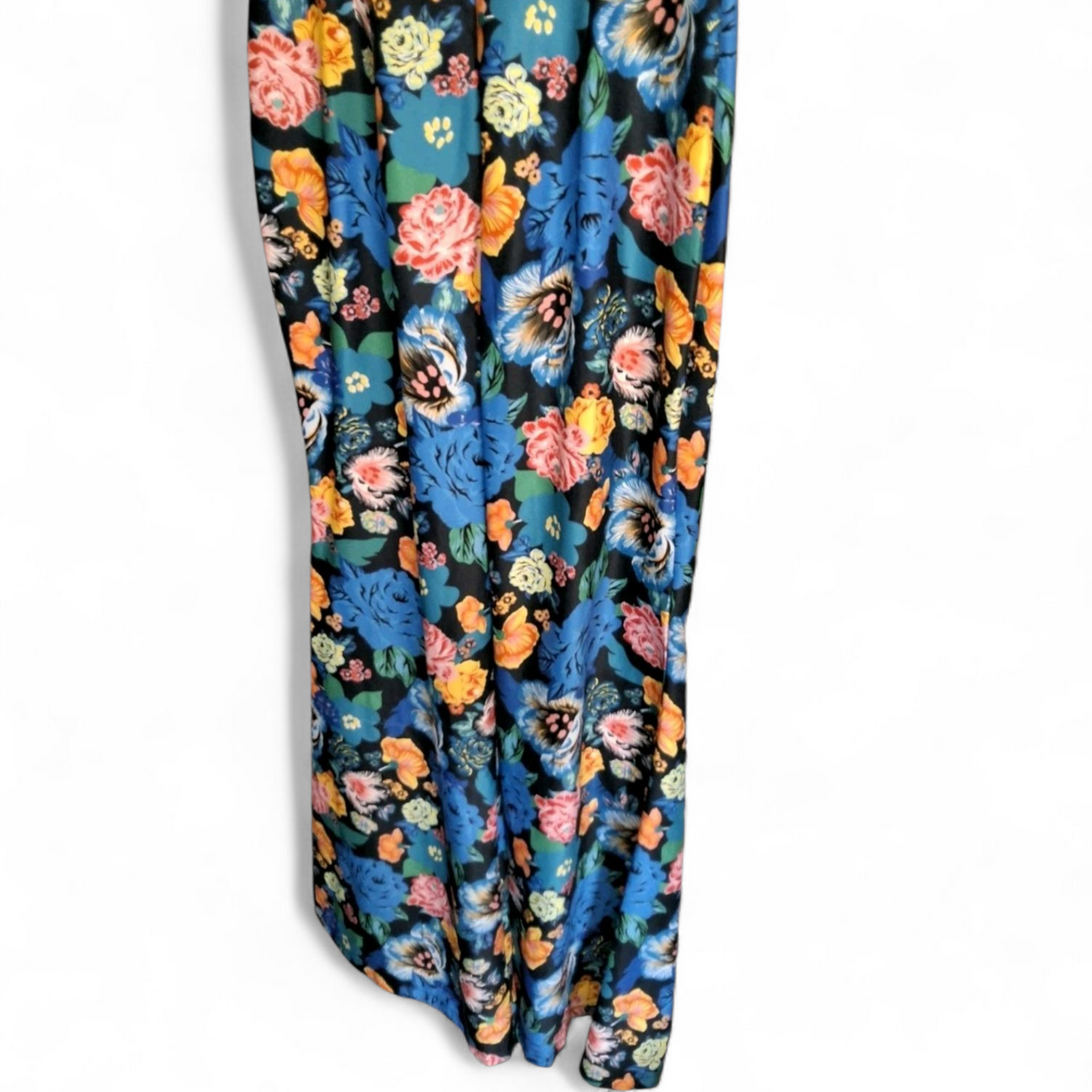 Topshop Bold Floral Strapless Jumpsuit – Size 8, Corset Top, Flared Leg with Front Slit