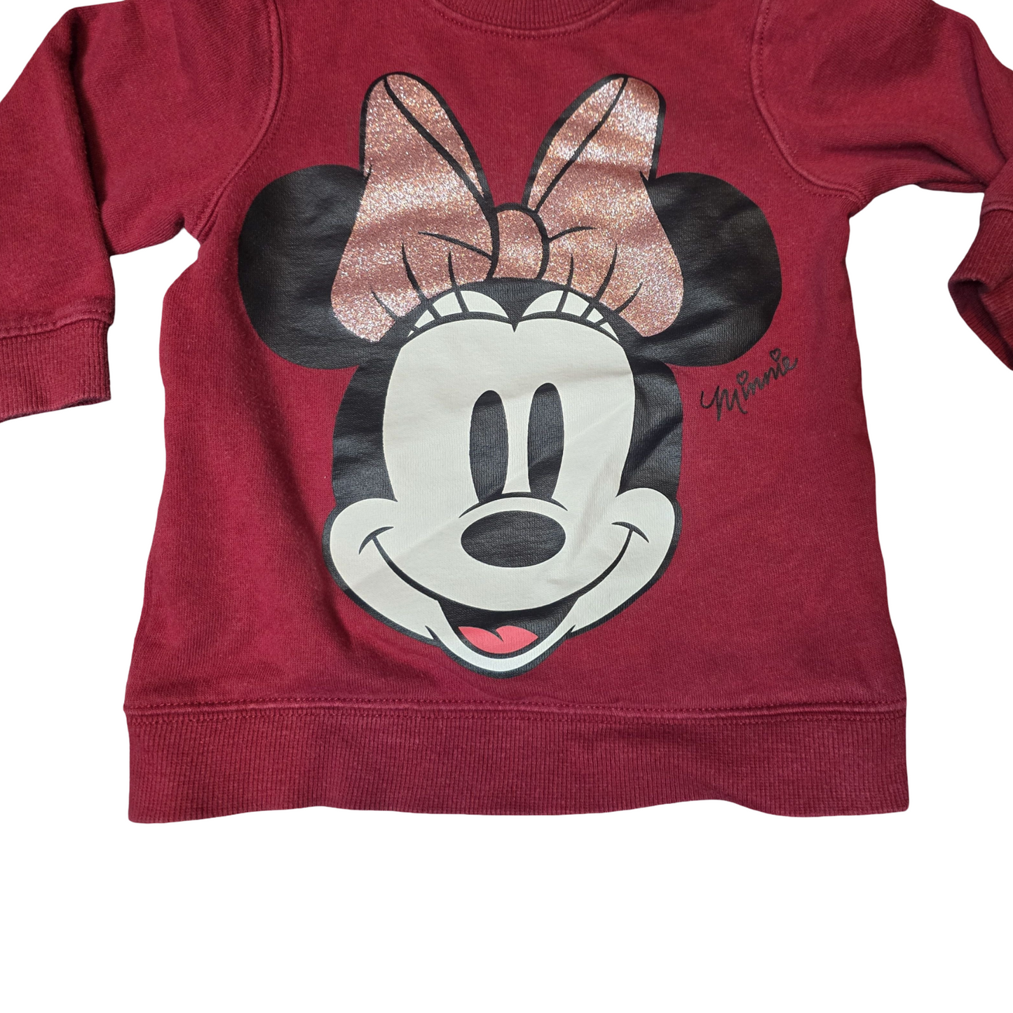 H&M Girls Red Minnie Mouse Jumper – 9-12 Months – Cotton Blend