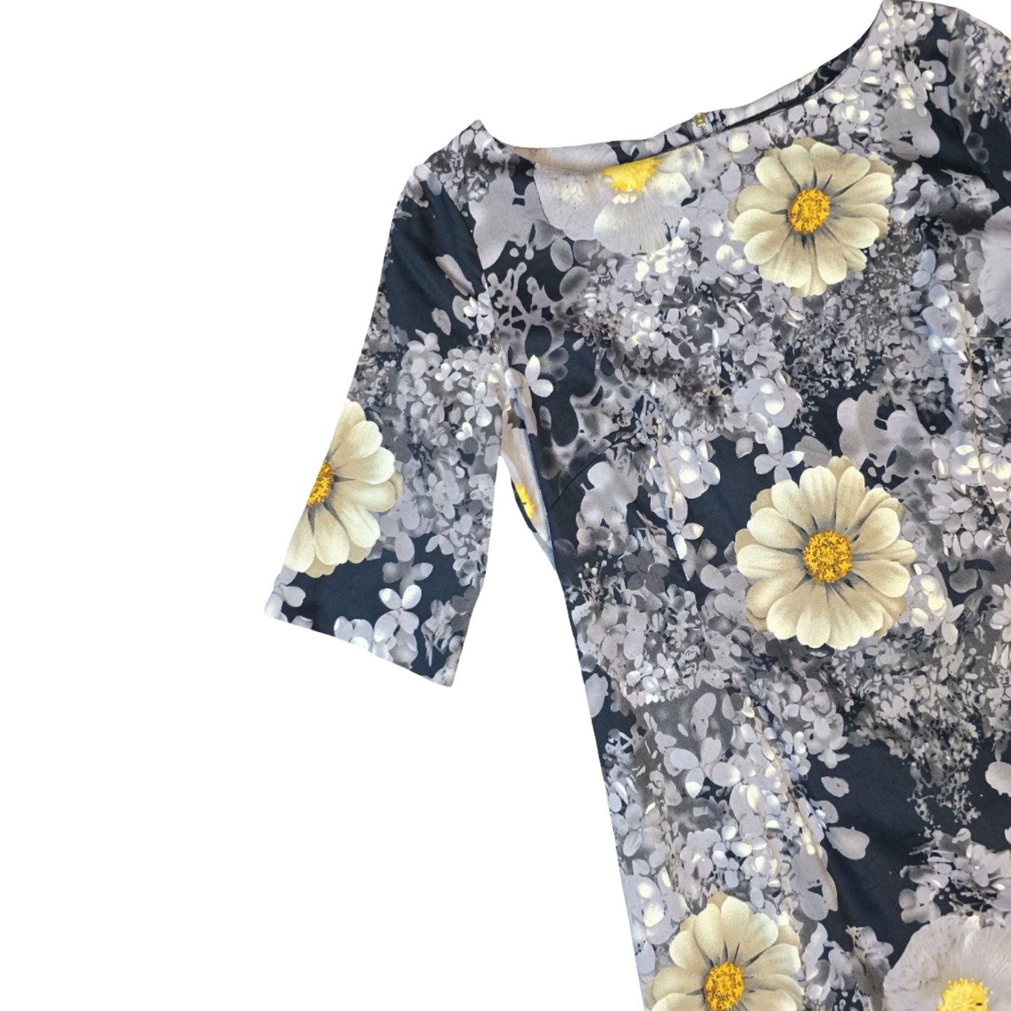 bcbgmaxazria Dress Navy Grey & Yellow Size M UK size 10 Floral Causal