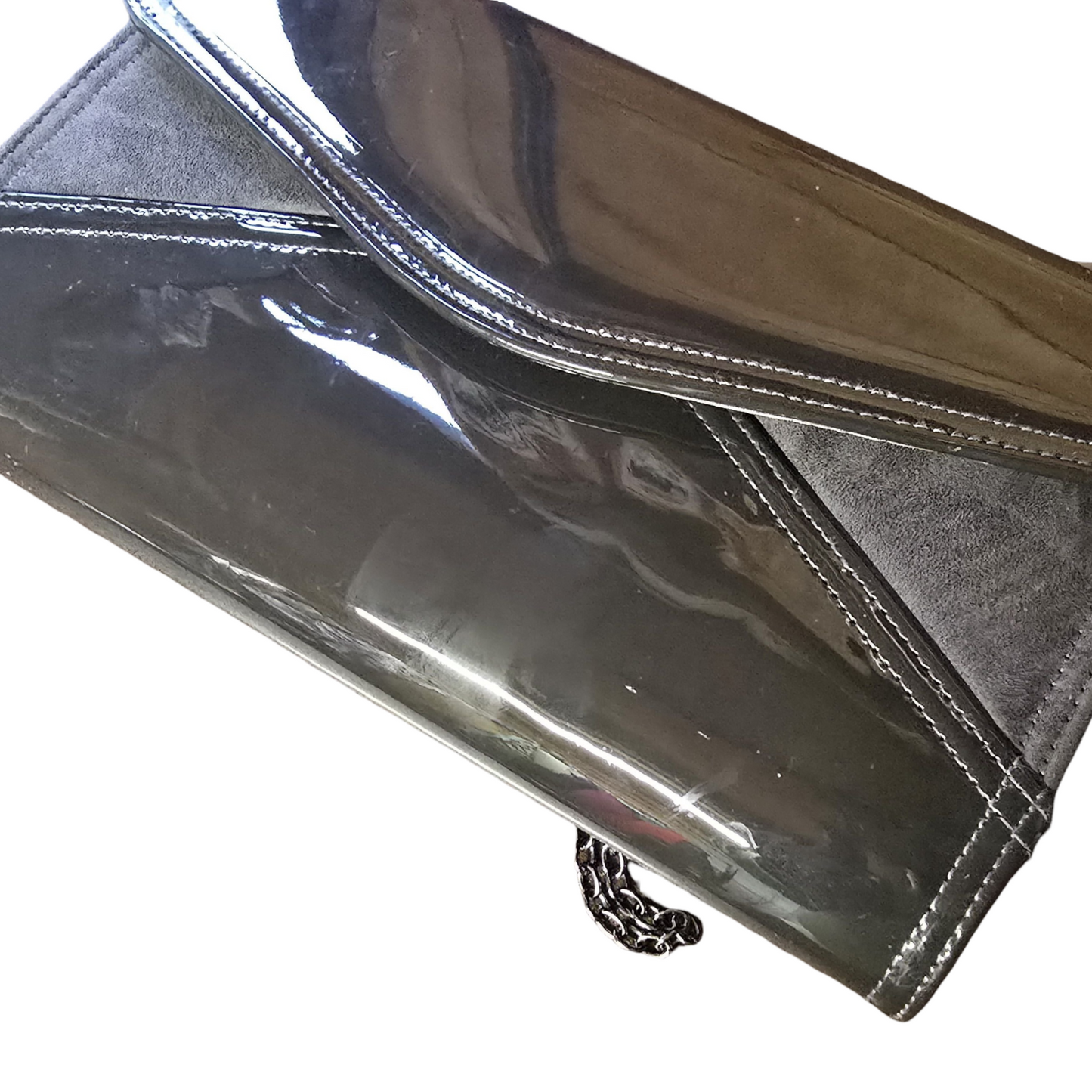 Hotter Grey Patent Clutch Bag with Chain Strap – New with Tags