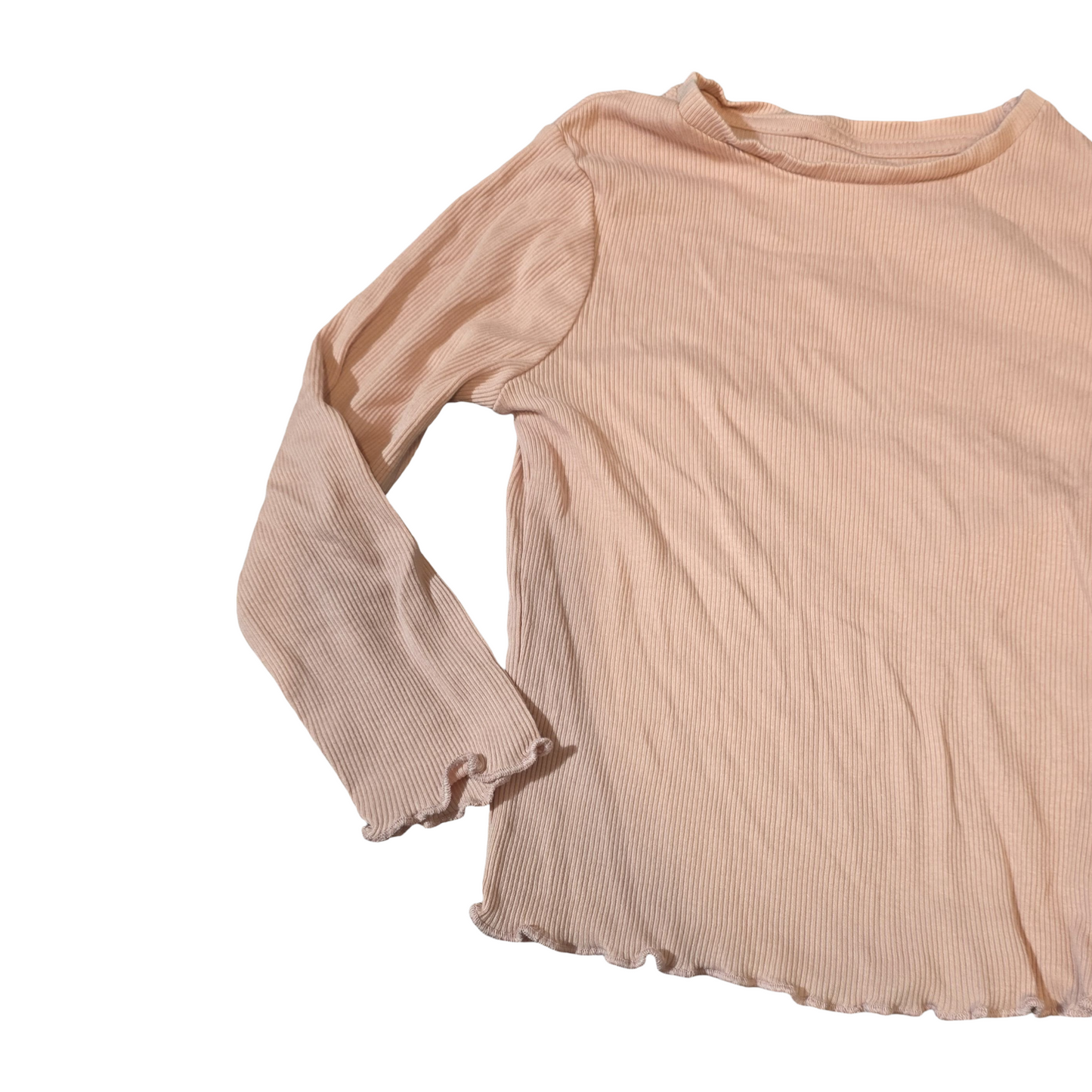 George Pink Ribbed Long Sleeve T-Shirt – Girls 2-3 Years – 97% Cotton