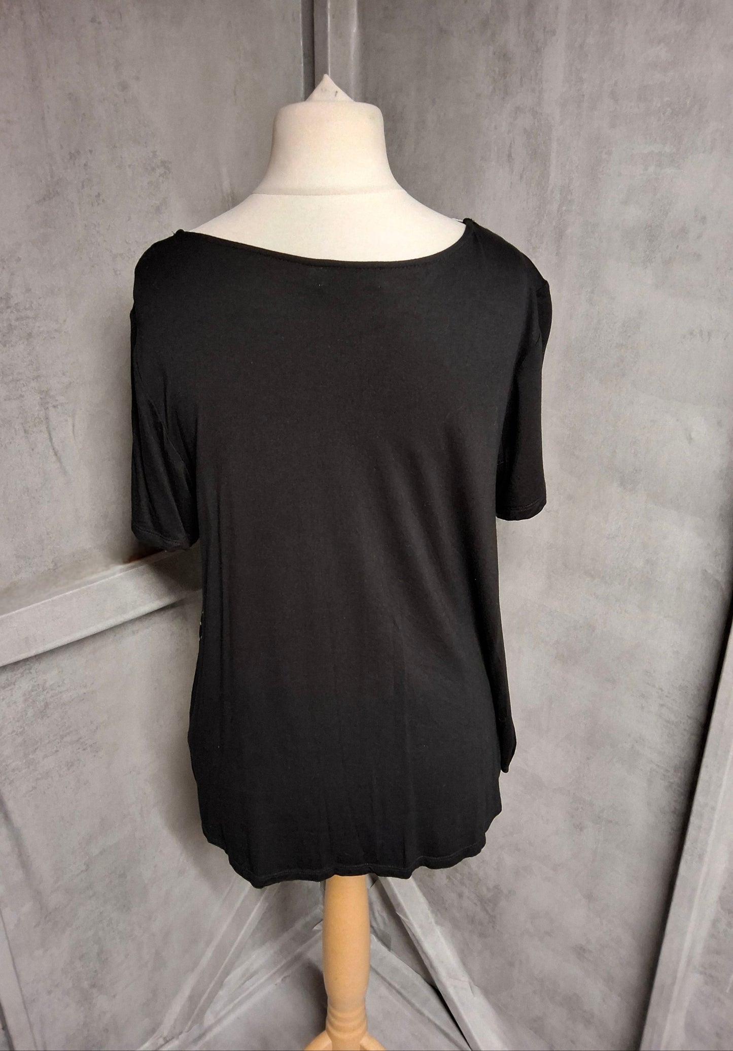 Joseph A Black Spot Print Tie-Front Top – Size M (UK size 12–14) – Effortless Style