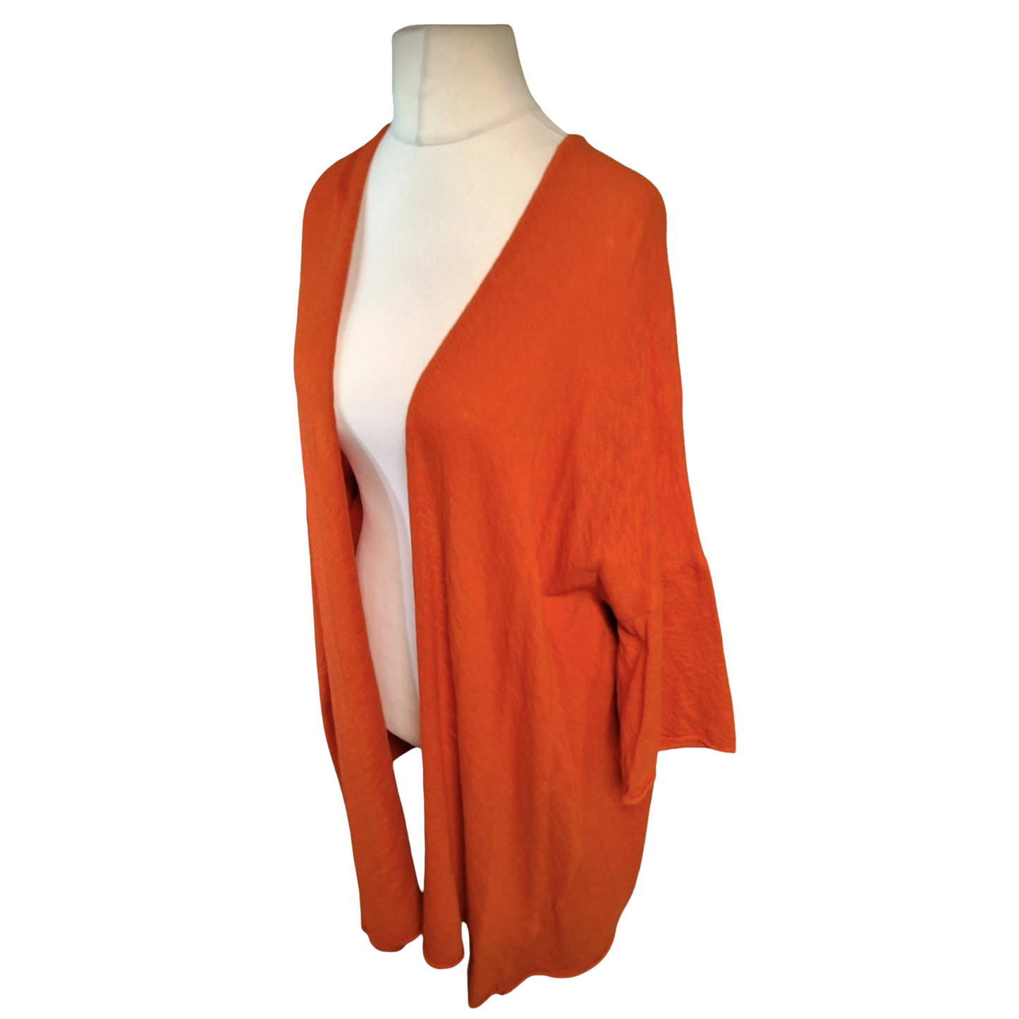 Zara Burnt Orange Oversized Midi Cardigan – Size S (UK size 8–12) – Bold Layering Essential