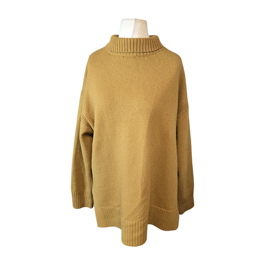 H&M Beige/ Brown Oversized Knitted Turtleneck Jumper – Euro L (Fits size 12–16)