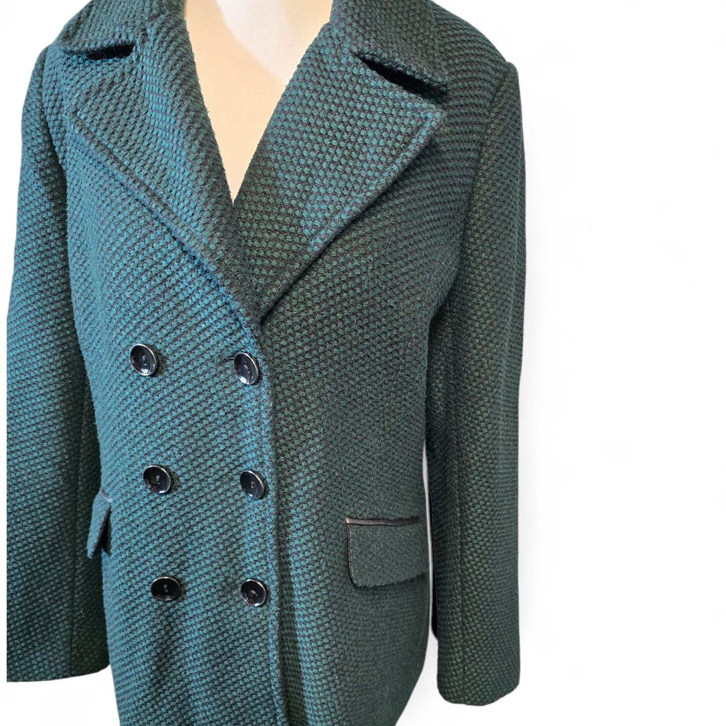 Debenhams Dark Green & Black Knitted Peacoat – Size 16