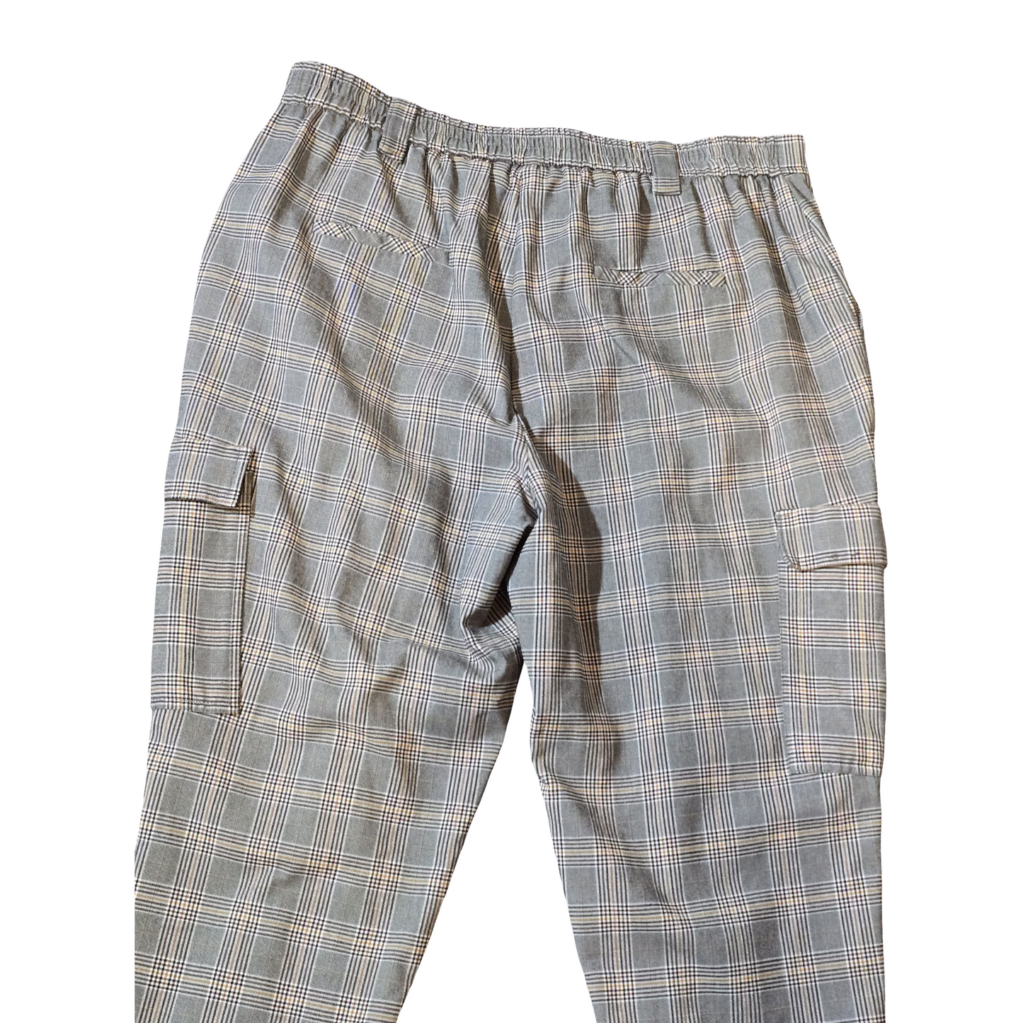 Primark Grey Checked Cargo Trousers – Size 18 – Cuffed Comfort Meets Cool Utility Style