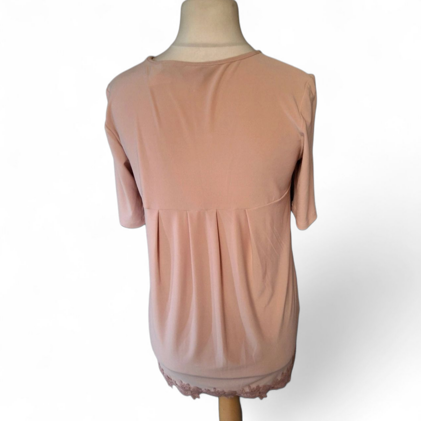 Nina Leonard Dusky Pink Lace Hem Mini Dress / Long Top – Size S (UK size 10/12)