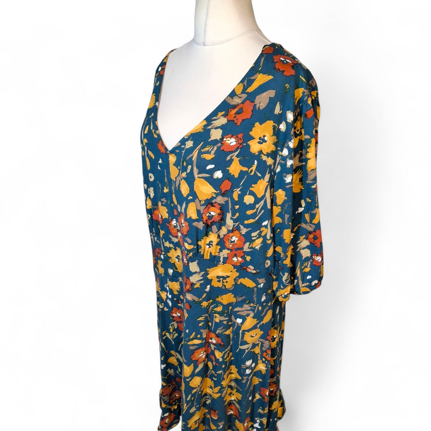 Joe Browns Multicoloured Floral Frilly Midi Dress – Size 22