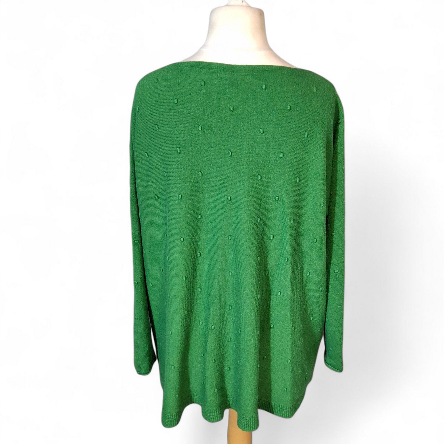 Lucy Sparks Green Embossed Knit Jumper – Longer Length – Relaxed Fit – Size 14/16