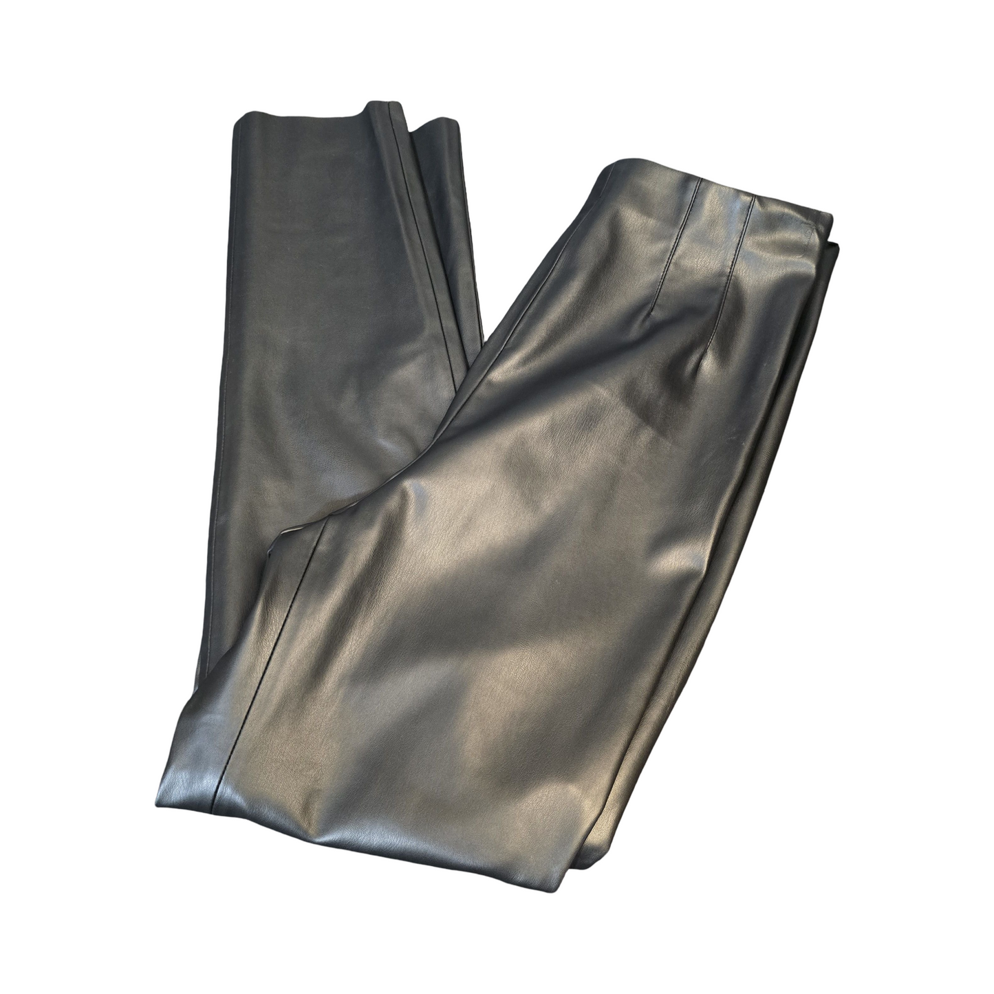 Zara Black Faux Leather High-Waist Skinny Trousers – Size L (UK size 10/12)