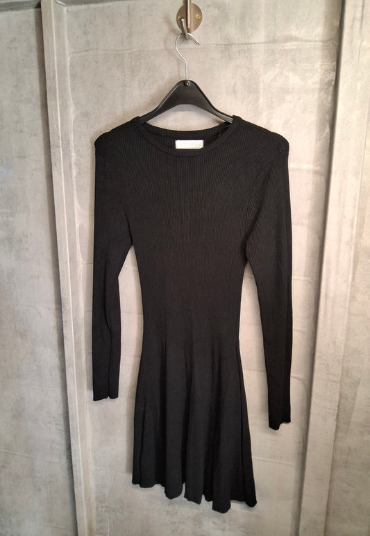 Primark Black Ribbed Jumper Dress – Flared Bodycon Style – Size 6/8
