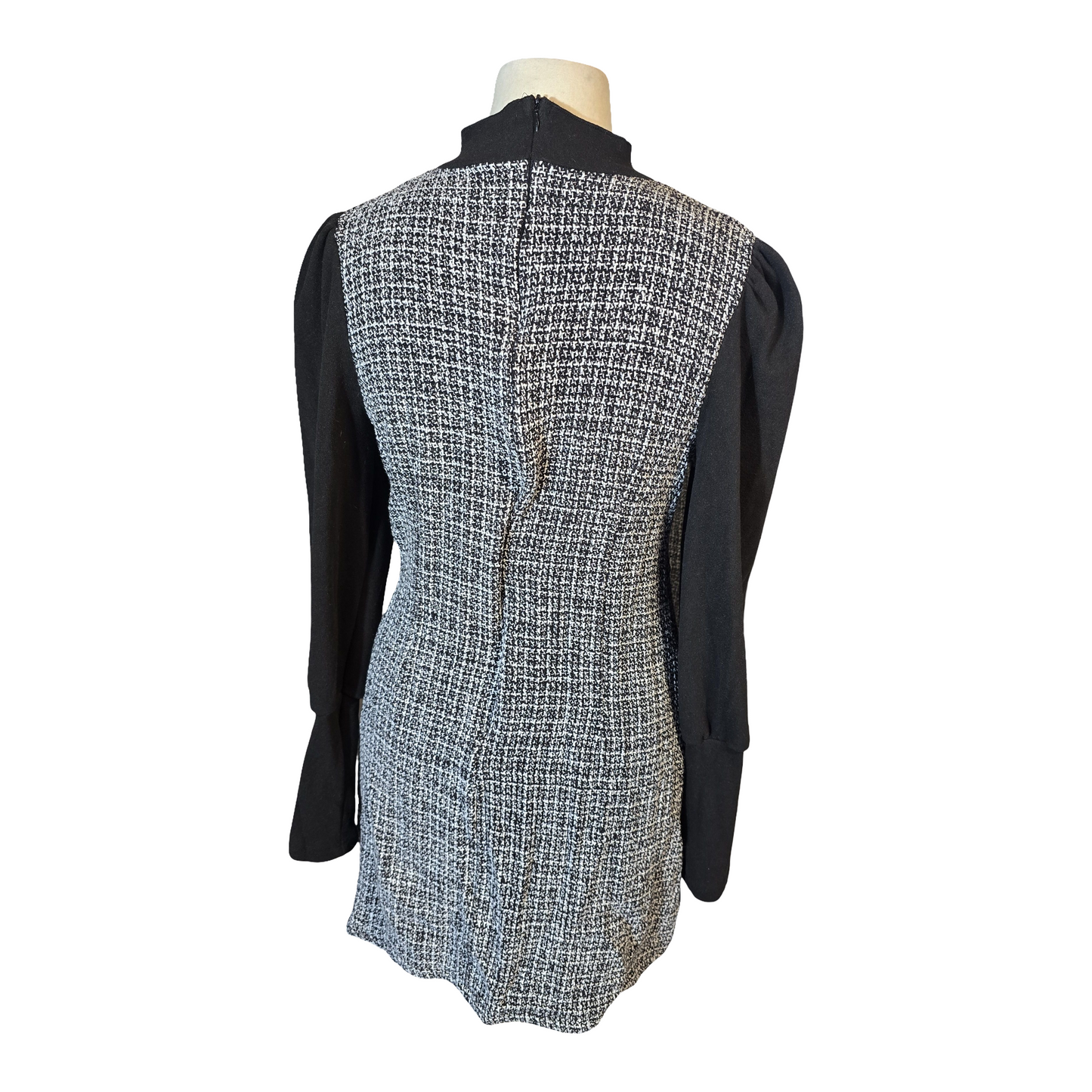 SHEIN Grey & Black High-Neck Mini Dress – Pinafore Style – Size L (UK size 12/14)