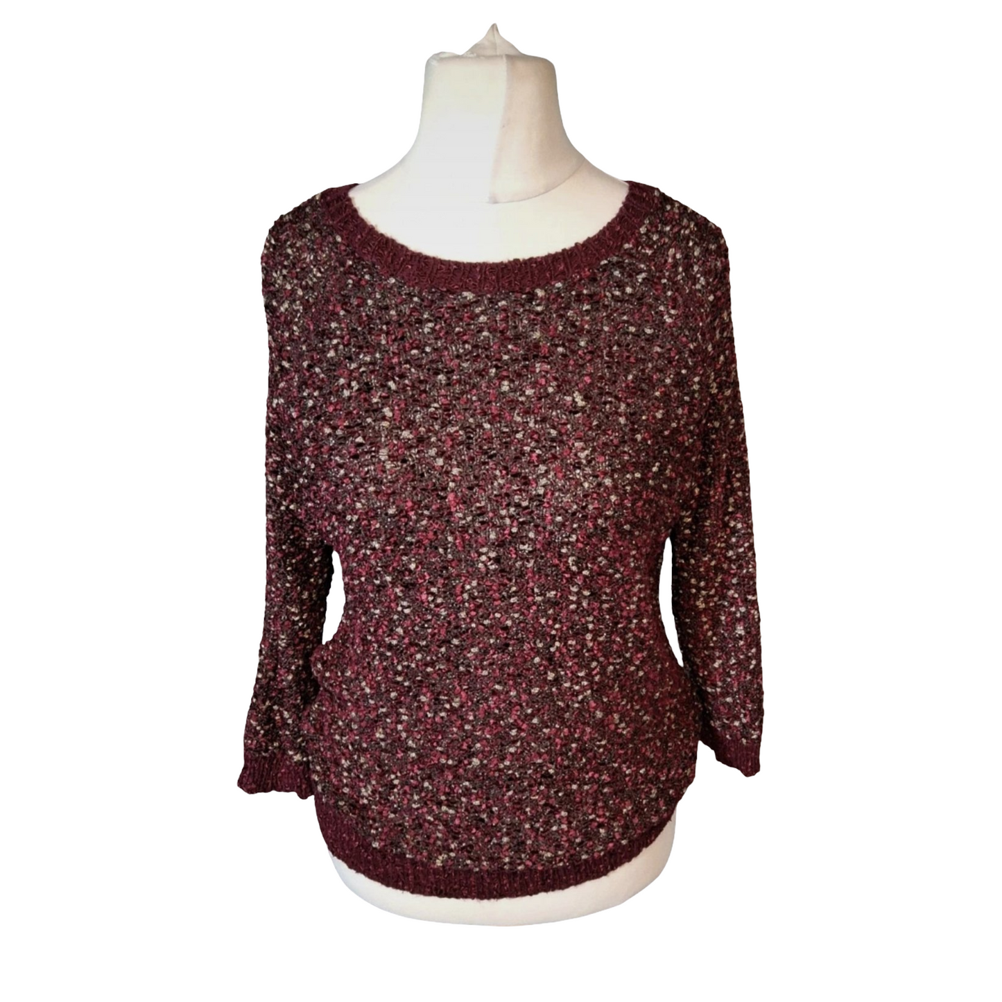 BM Collection Red & Gold Knit Jumper – Size M (Fits size 12/14)