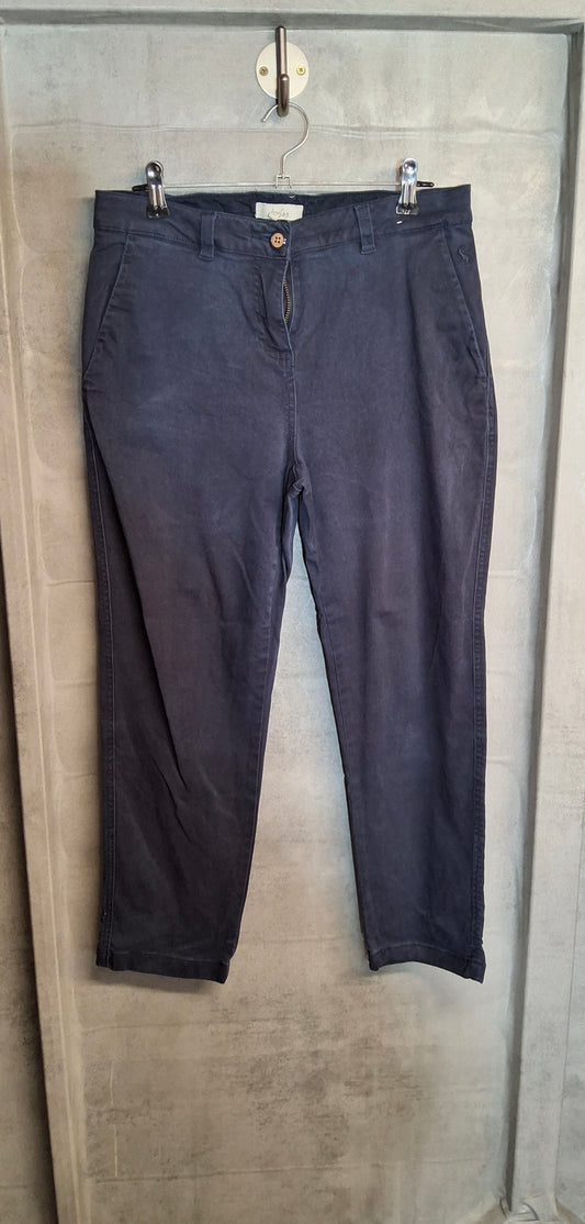Joules Navy Cropped Chino Trousers – Size 10 – Cotton Modal Blend with Pockets