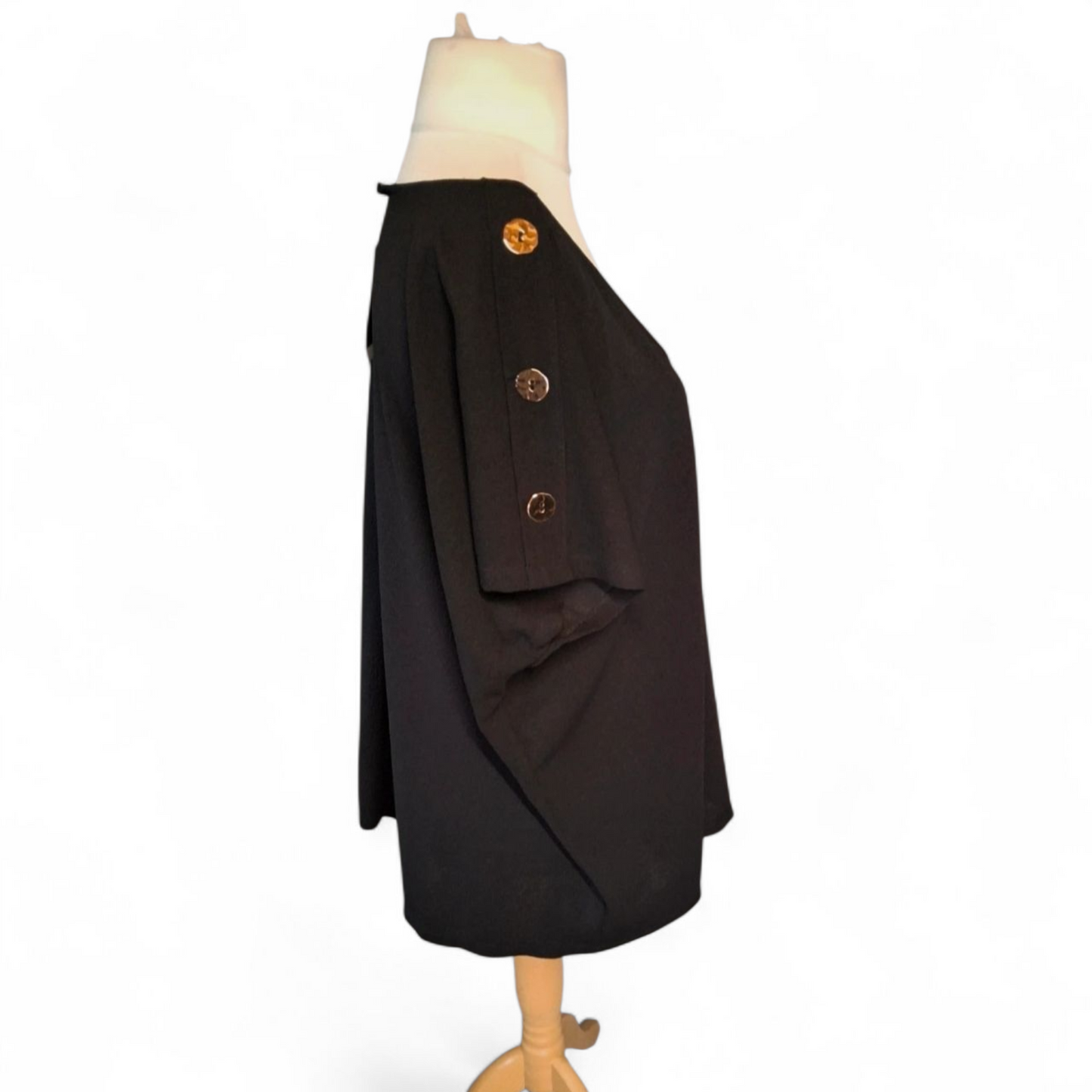 Matalan Curve Black Button-Detail Top – Size 24 – NWT RRP £15