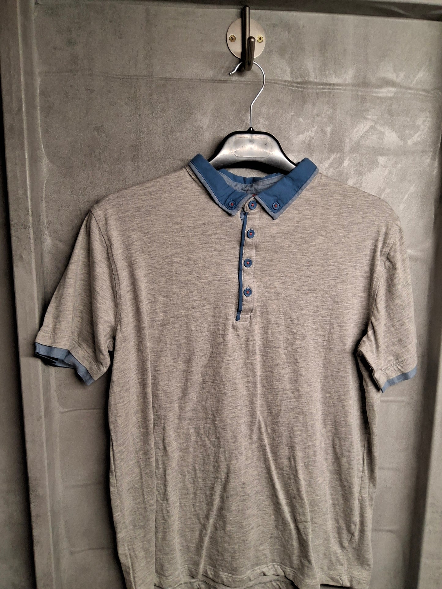 BHS Boys Grey & Blue Polo Shirt – Age 14-15 Years – 100% Cotton