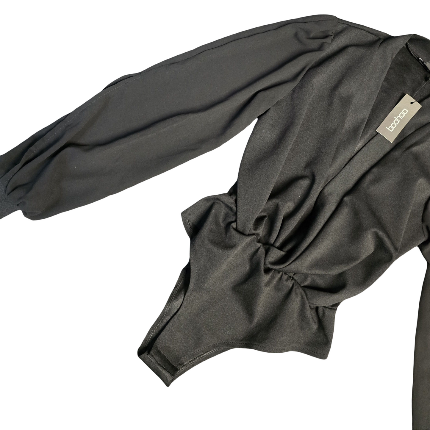 Boohoo Bodysuit Black Size 8 Sheer Sleeve Weekend New