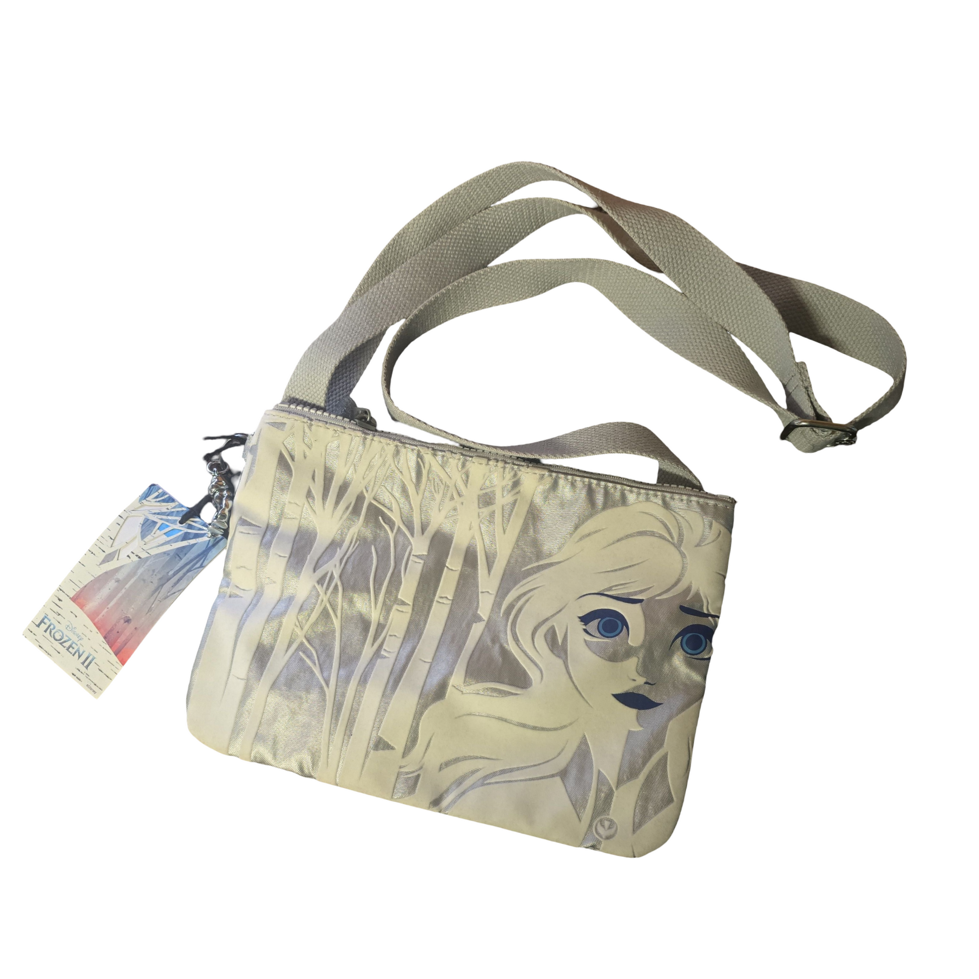 Kipling Frozen 2 Silver Shoulder Bag – Kids, Zip Close, Charm, New with Tags, 9"x7"