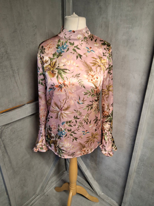 Never Fully Dressed Pink Floral High Neck Blouse – Size S/M (UK 10/12)