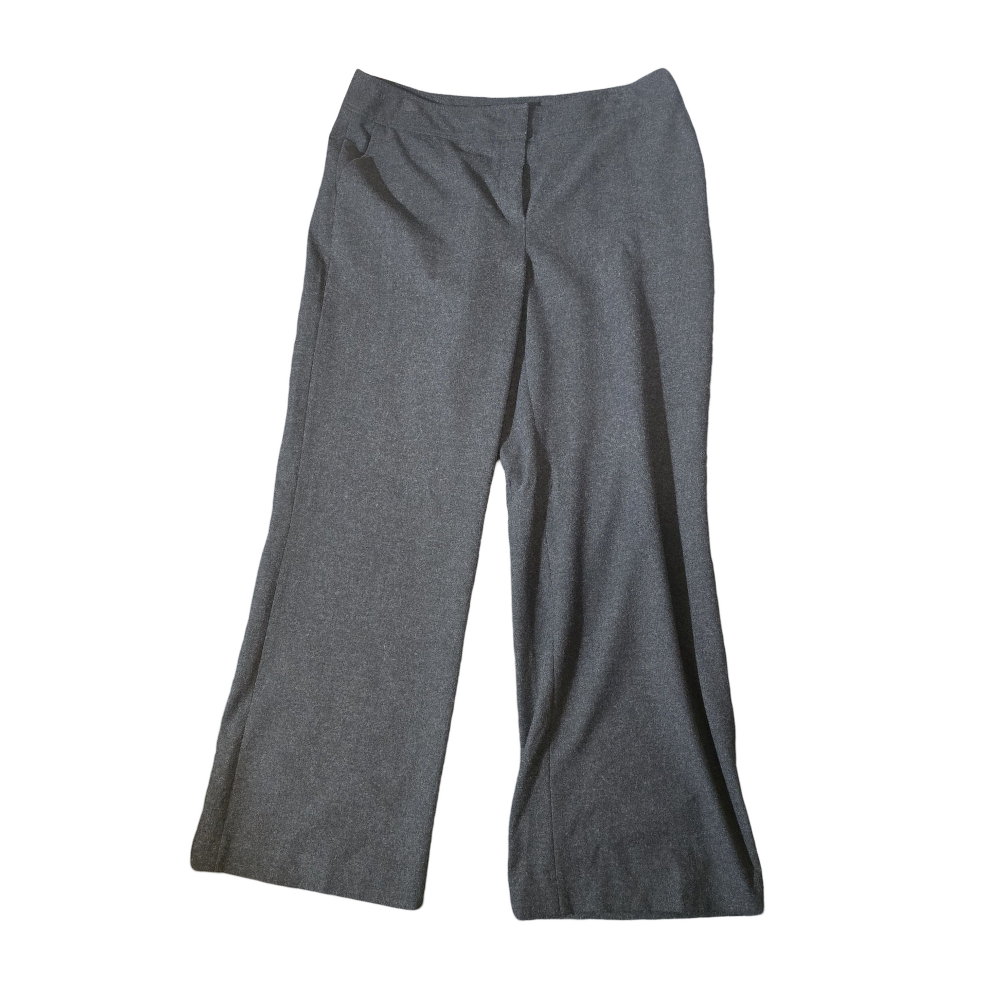 East Grey Flared Leg High Waist Trousers – Size 14 – Polyester & Viscose