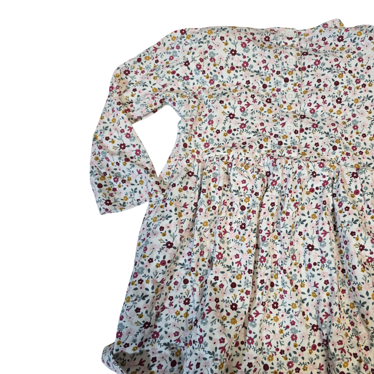 Matalan White Floral Long Sleeve Dress – Girls 6–9 Months – 100% Cotton