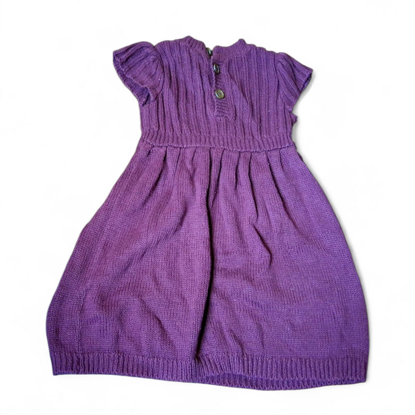 St Bernard Girls Purple Knit Dress – 6–9 Months – Acrylic & Cotton