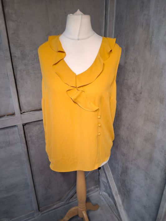 Tu Mustard Yellow Ruffle Sleeveless Top – Size 12 NWT Pop of Colour
