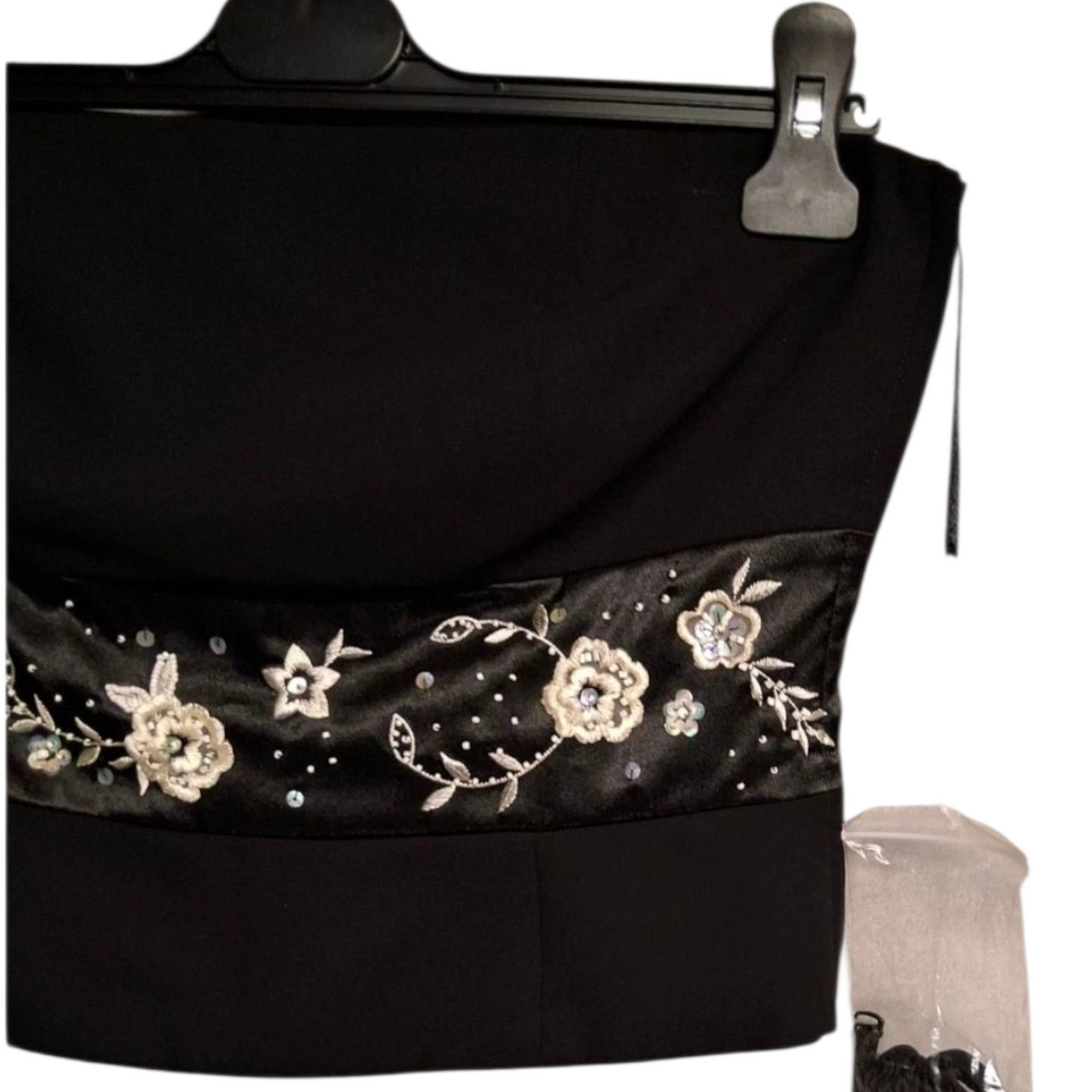 Nicholas Millington Black Floral Embroidered Corset Top – Size 14 – Evening Party Wear