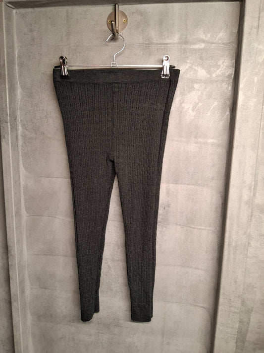 YD Grey Knit Leggings – Girls 8-9 Years – Cotton Blend Ribbed Trousers