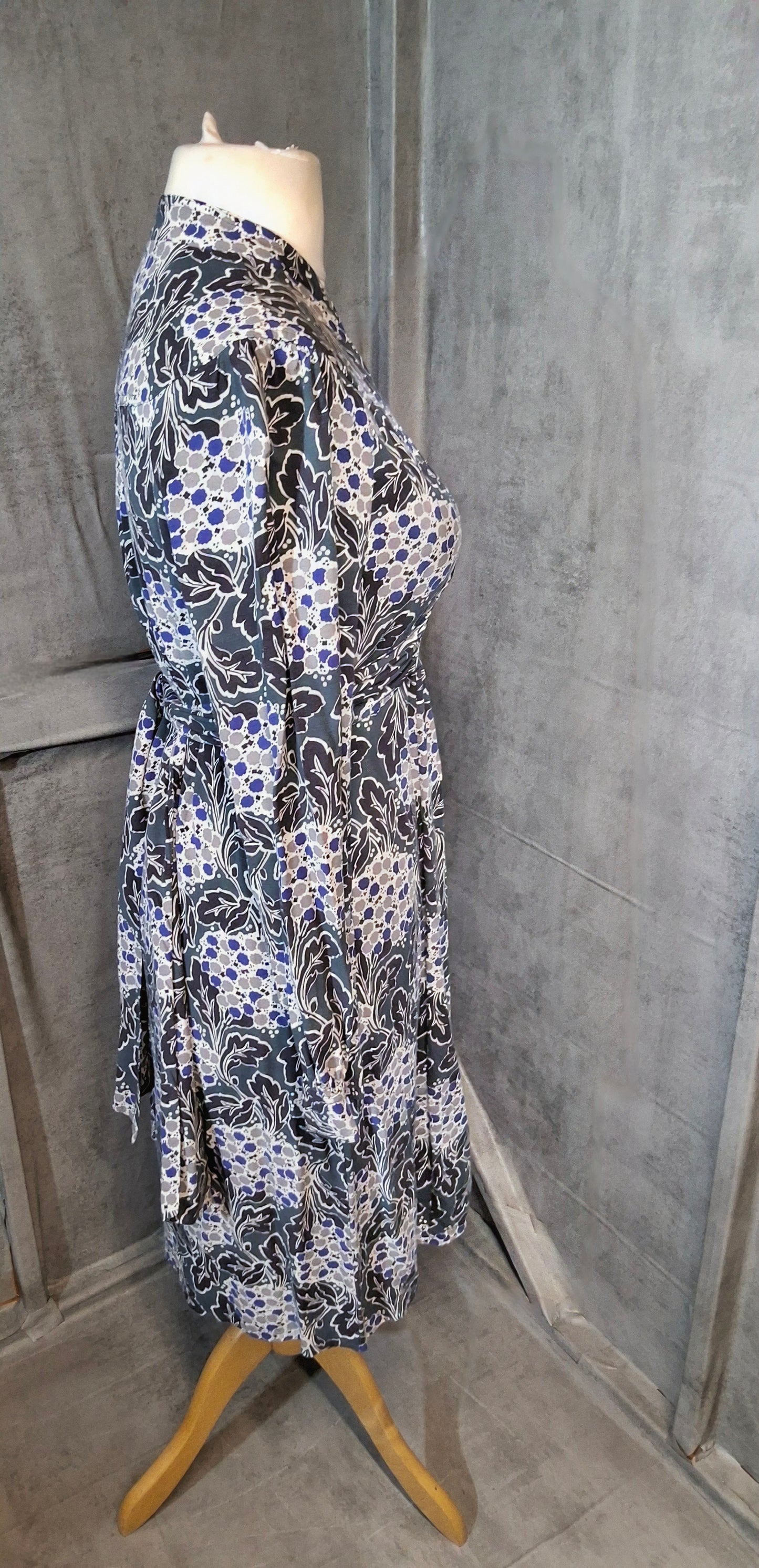 Boden Green & Blue Floral Tie-Waist Midi Dress – UK 12R
