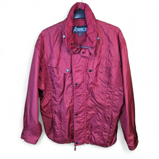 Vintage 90s Nordica Red Ski Jacket Size 50  Waterproof Hooded Insulated Chest 42