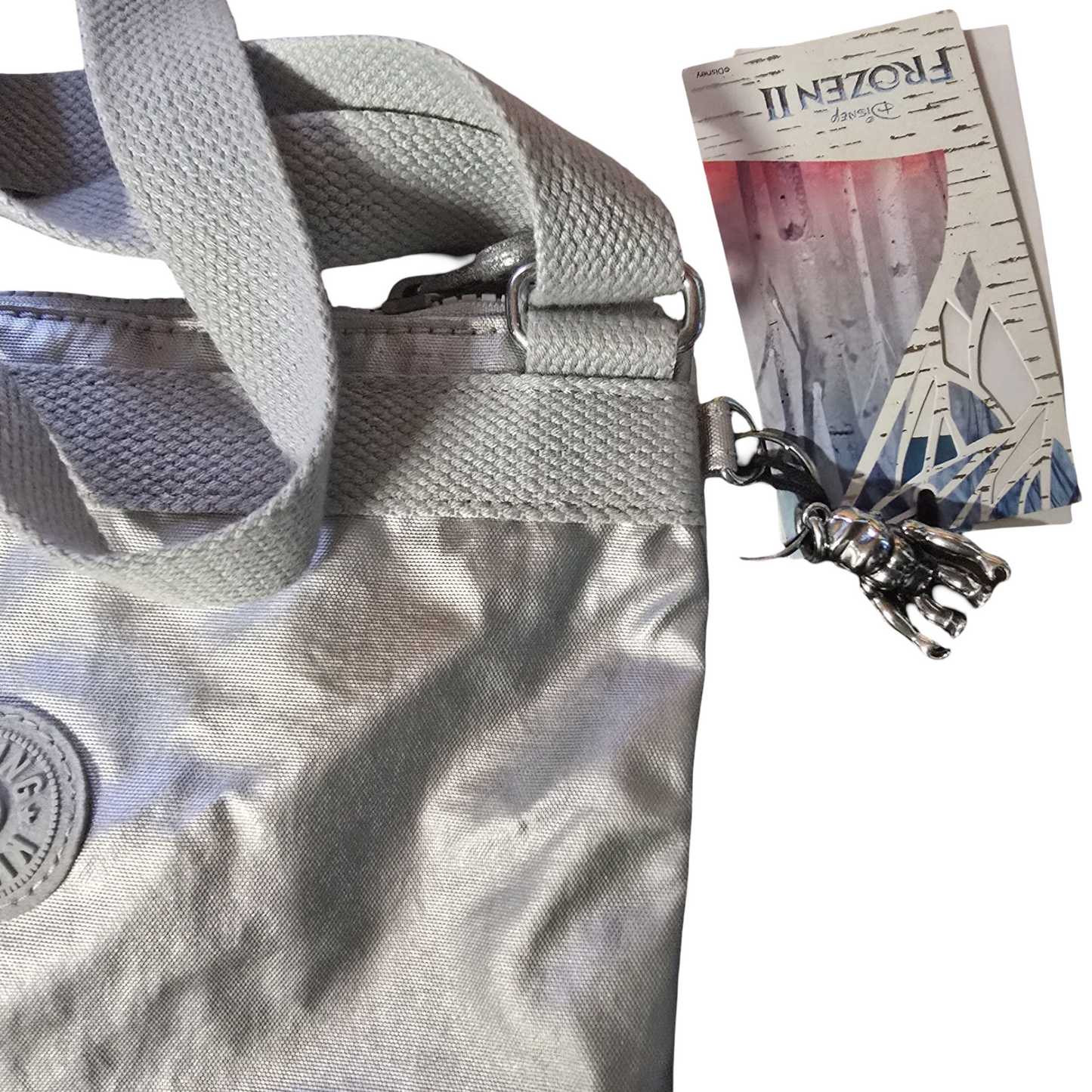 Kipling Frozen 2 Silver Shoulder Bag – Kids, Zip Close, Charm, New with Tags, 9"x7"