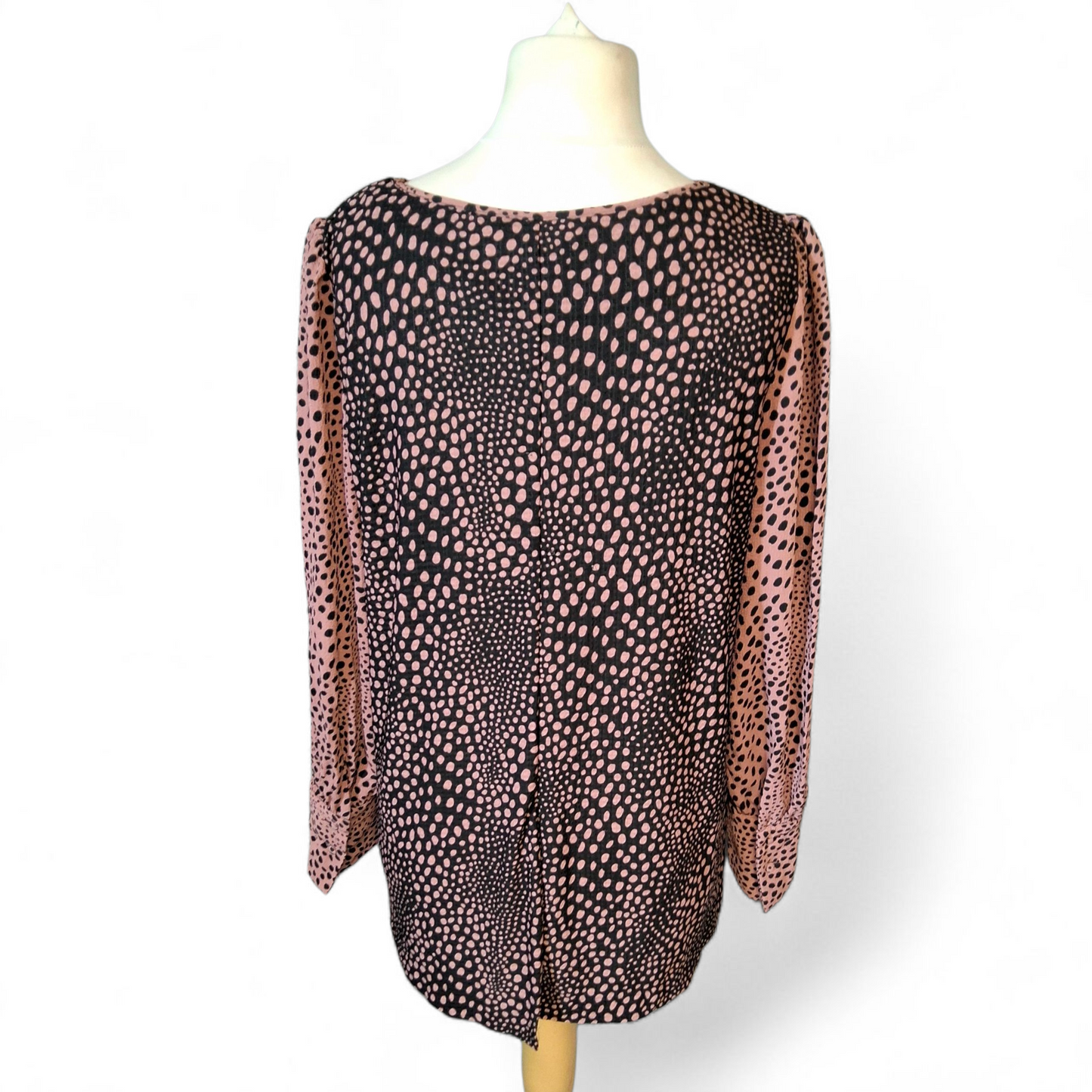 Next Black & Pink Polka Dot Blouse – Long Sleeve – Size 16