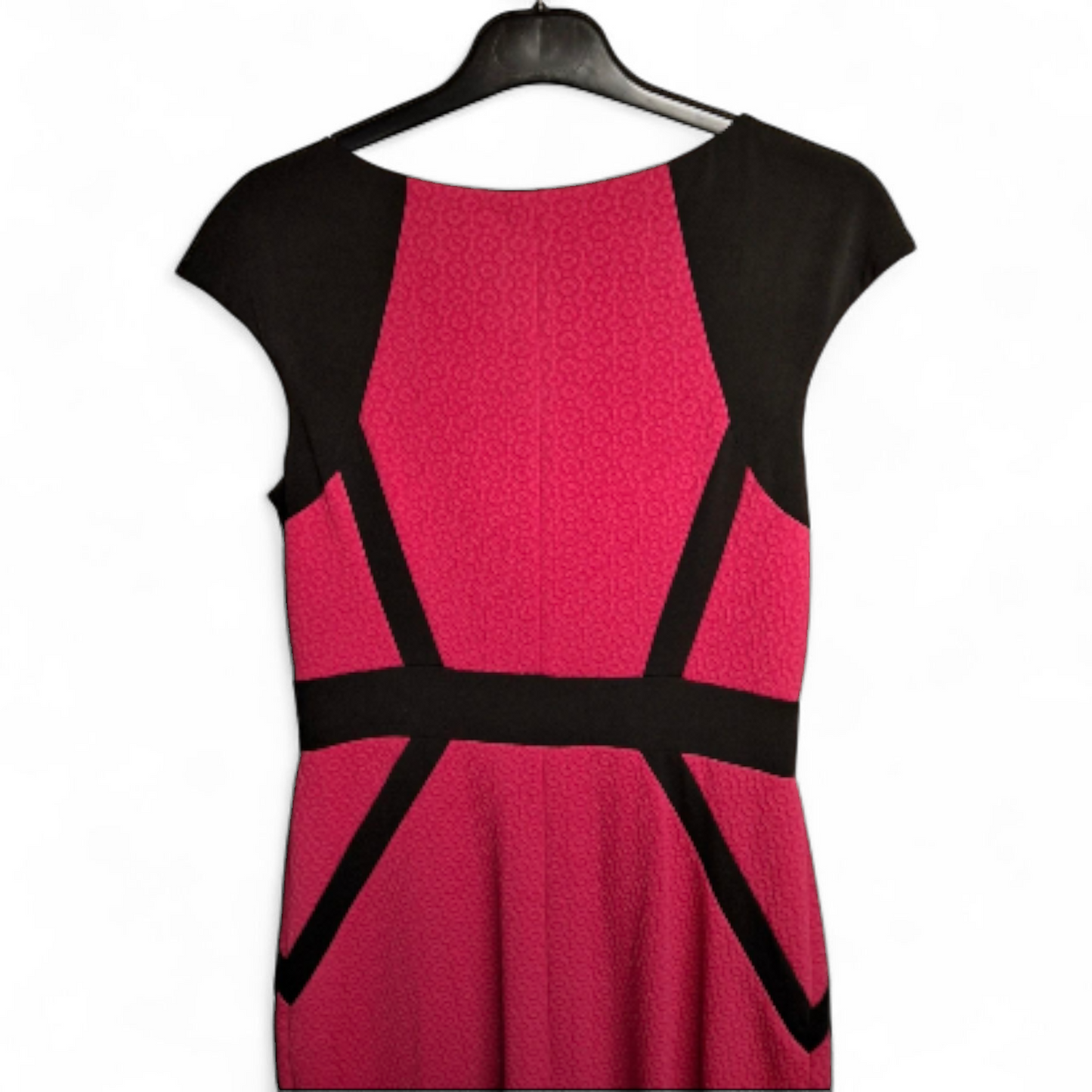 Jax Pink & Black Zip Front Bodycon Midi Dress – UK size 6/8 – Bold Contrast Panels – Party Ready