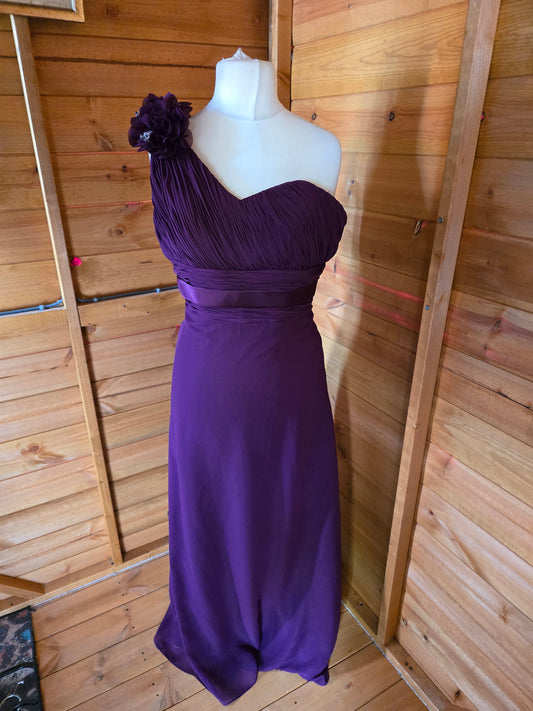 Hilary Morgan One-Shoulder Plum Formal Dress – Size 10
