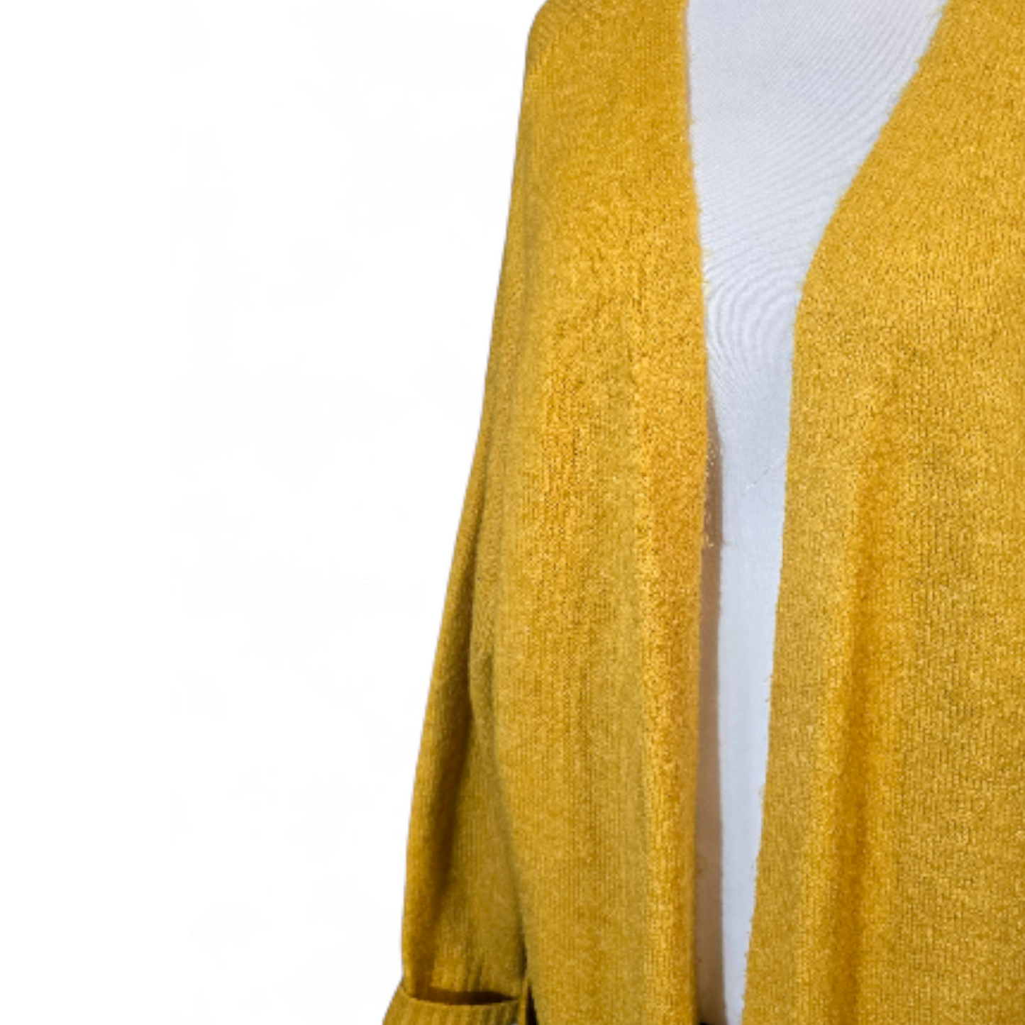 F&F Mustard Yellow Midi Cardigan – Size 20 – Open Front with Pockets