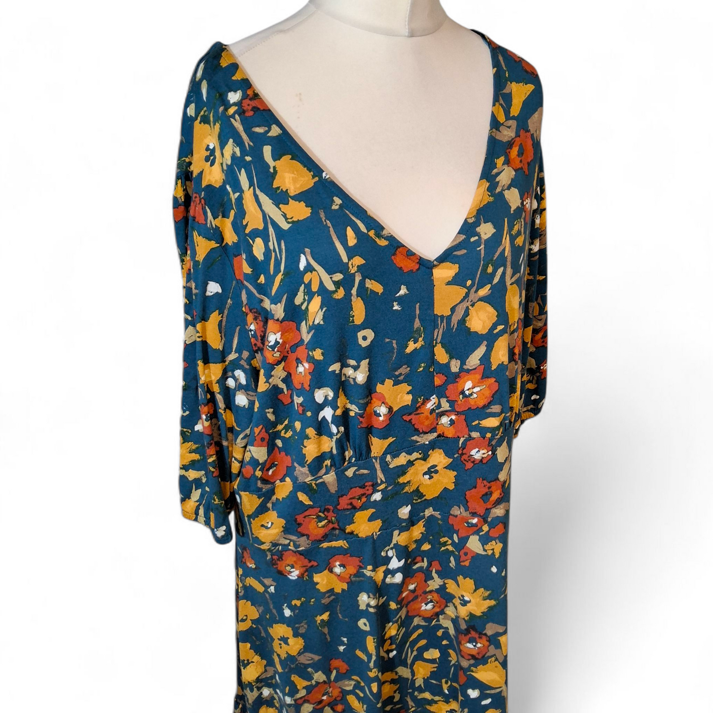 Joe Browns Multicoloured Floral Frilly Midi Dress – Size 22