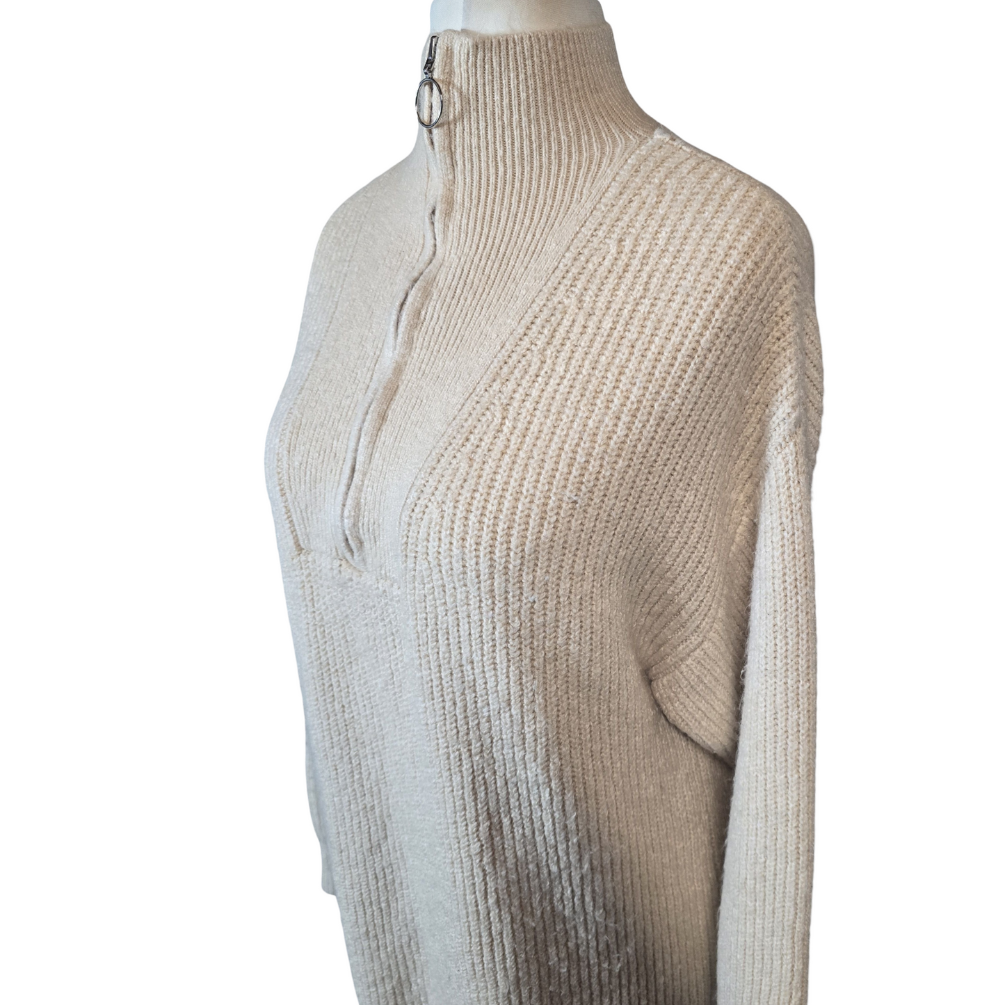 Jack Wills Beige Oversized 1/4 Zip Jumper – Longer Length – Size 10
