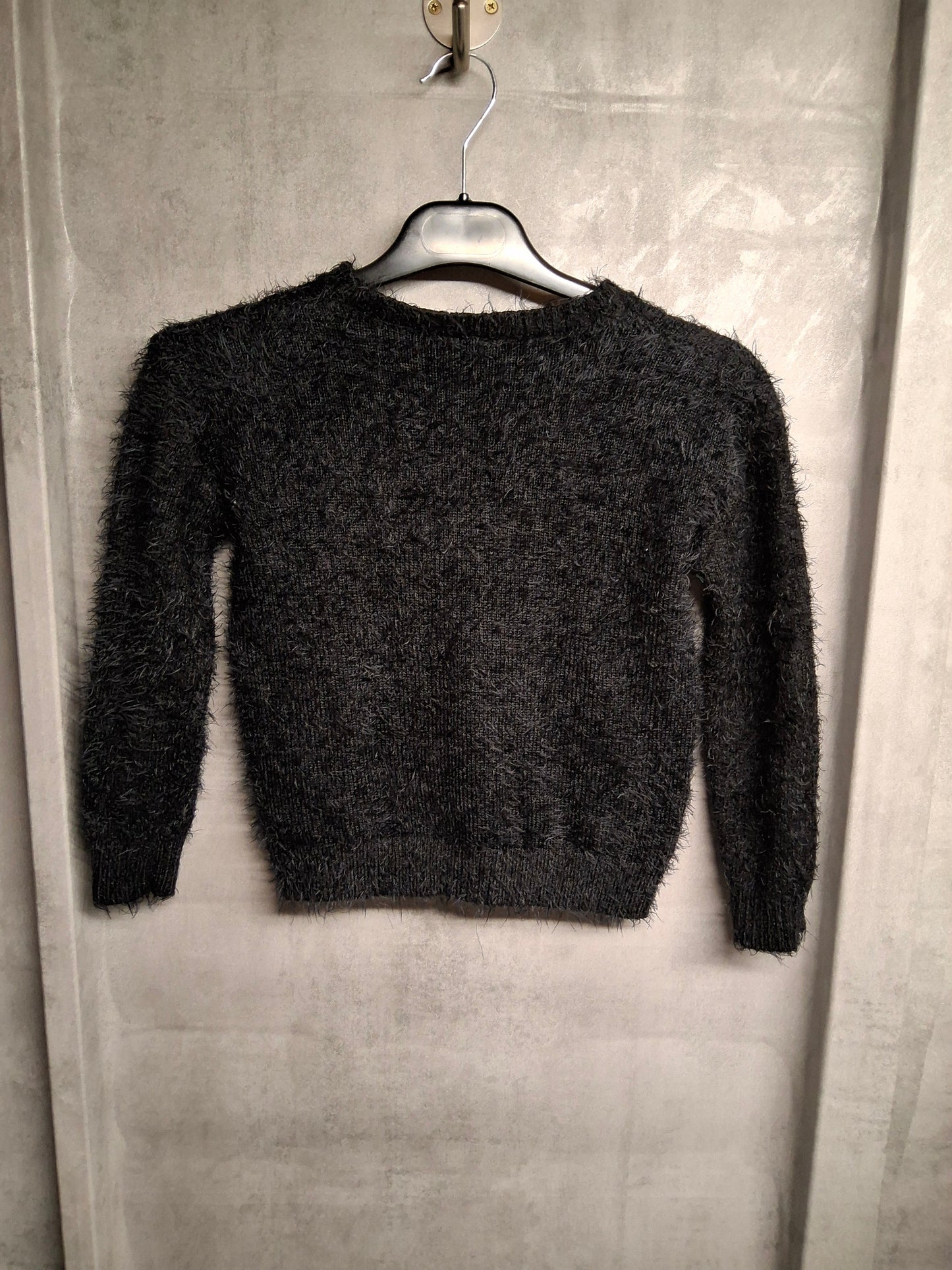 Matalan Girls Black Shaggy Jumper – Age 9 Years – Nylon & Acrylic