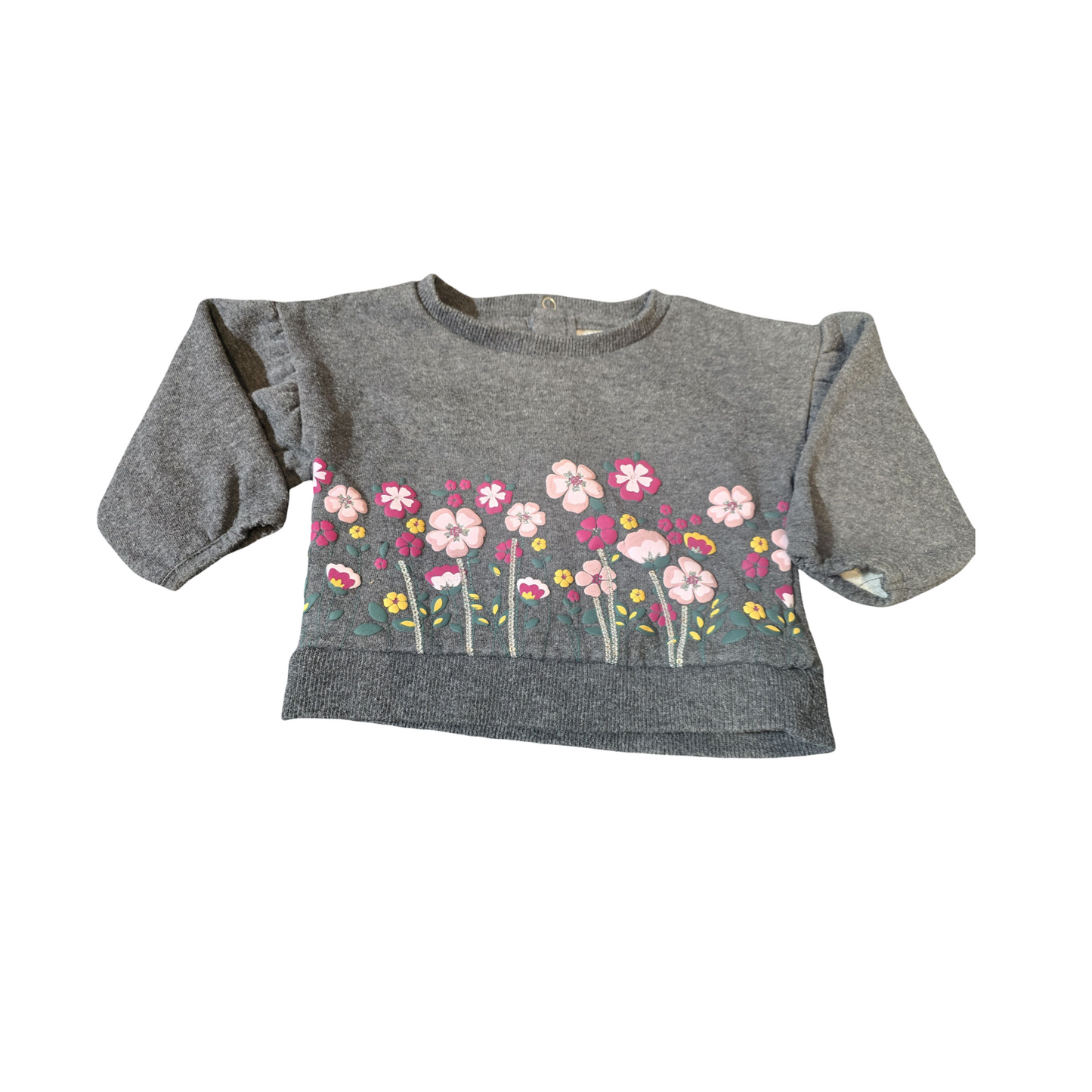Primark Grey Jumper – Girls 6–9 Months – Cotton Blend