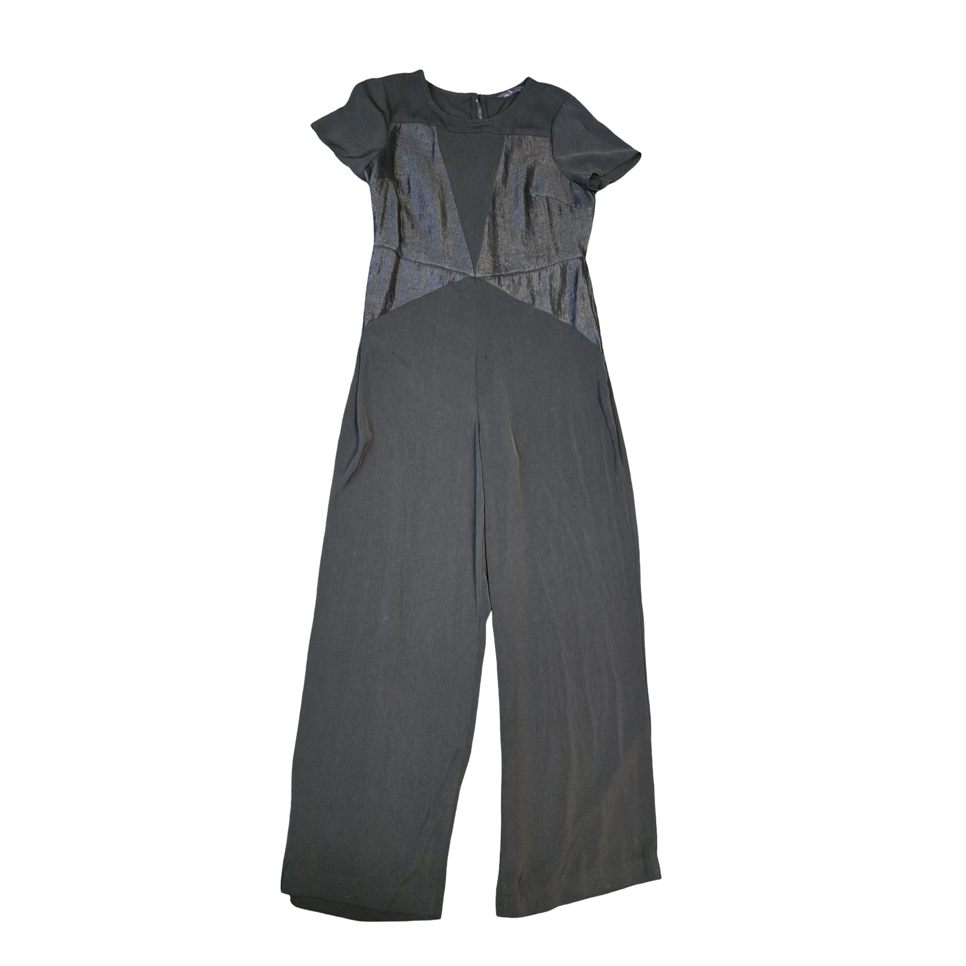 M&S Jumpsuit Black Size 12Reg Short Sleeved Flared Weekend 