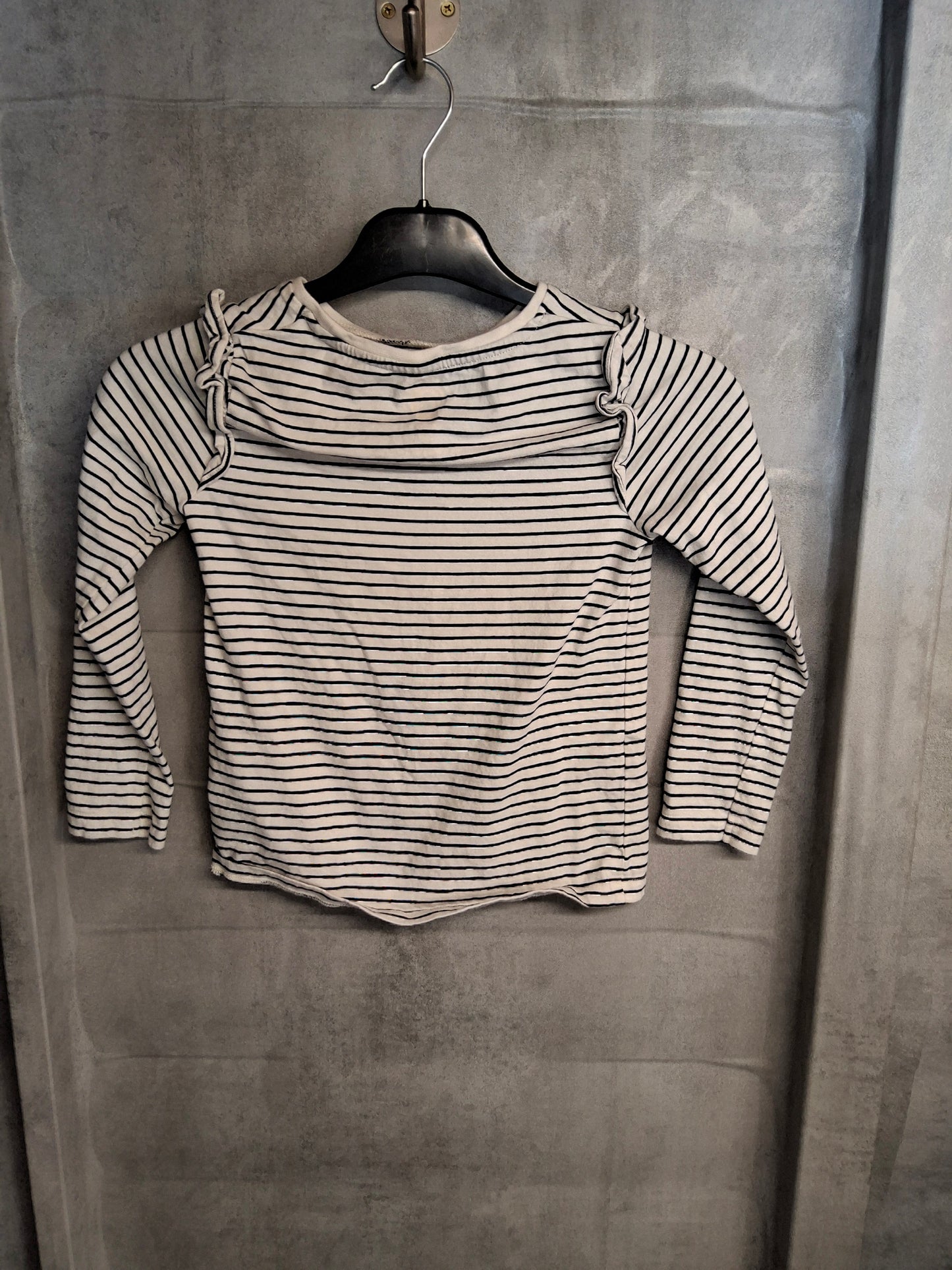 F&F Girls Black & White Striped Long Sleeve T-Shirt – Age 6-7 Years – 100% Cotton