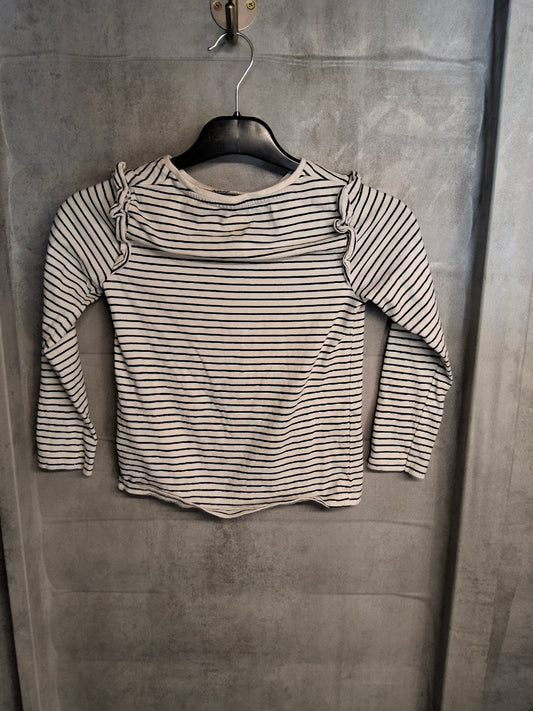 F&F Girls Black & White Striped Long Sleeve T-Shirt – Age 6-7 Years – 100% Cotton