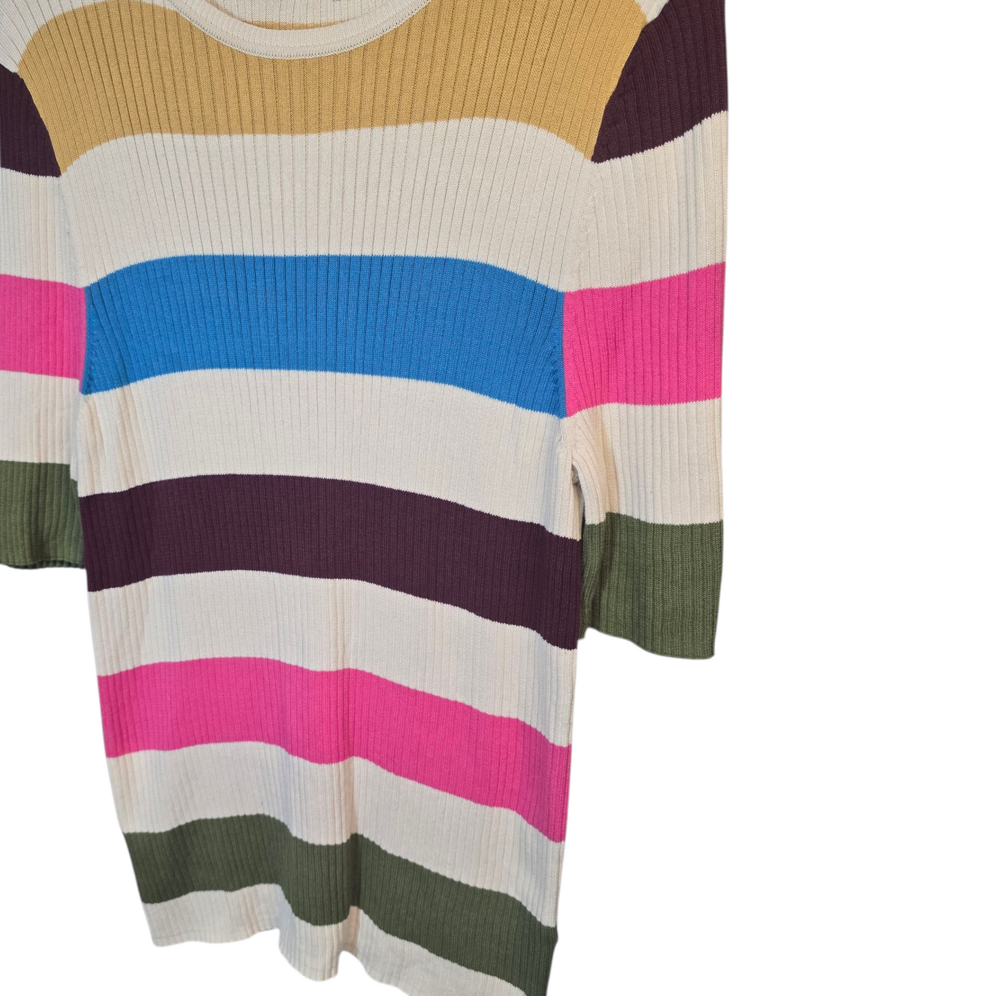 White Stuff Multicoloured Striped Lightweight Jumper – Size 18 – 100% Cotton