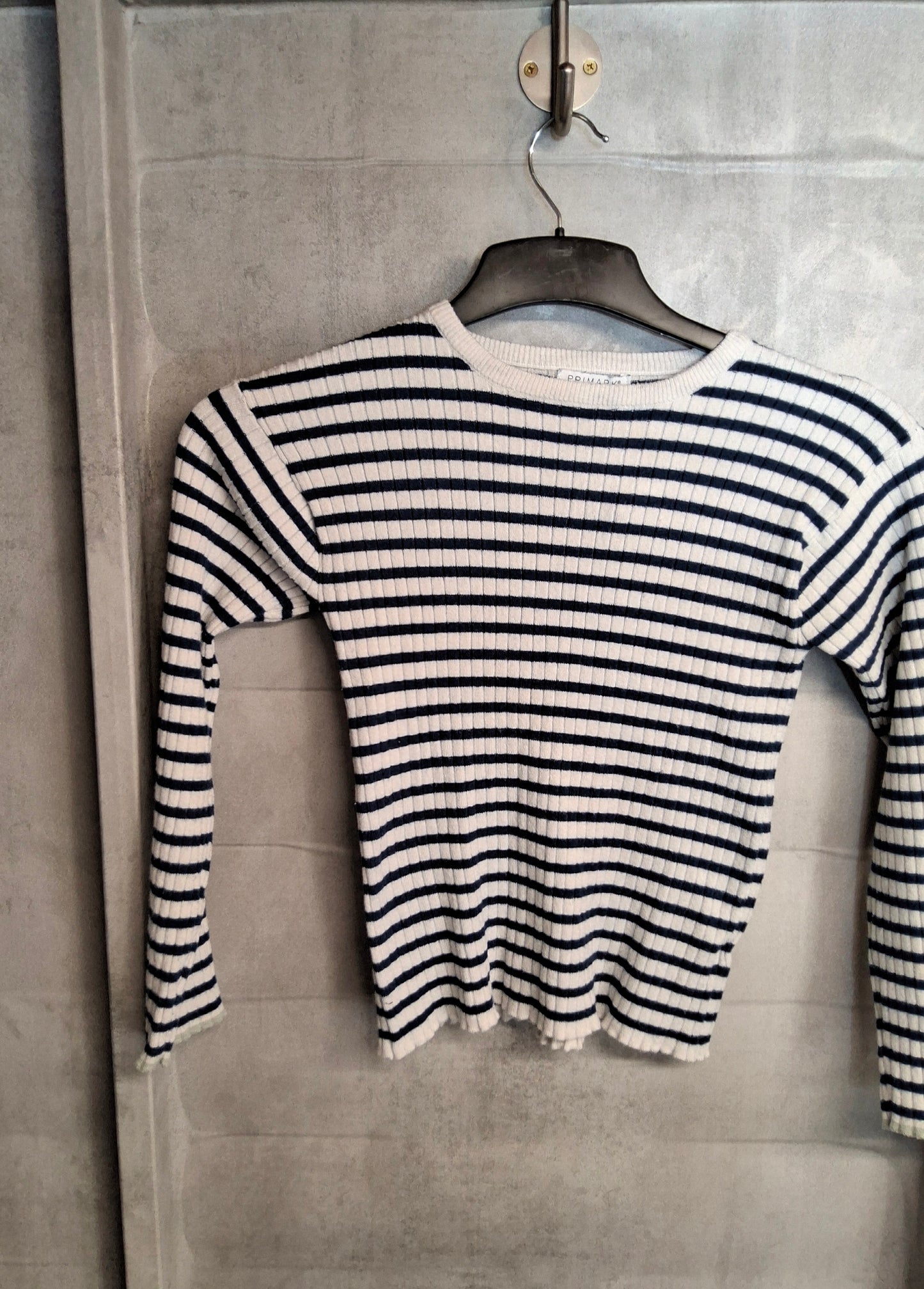Primark Girls Navy & Off White Knit T-Shirt – Age 10-11 Years