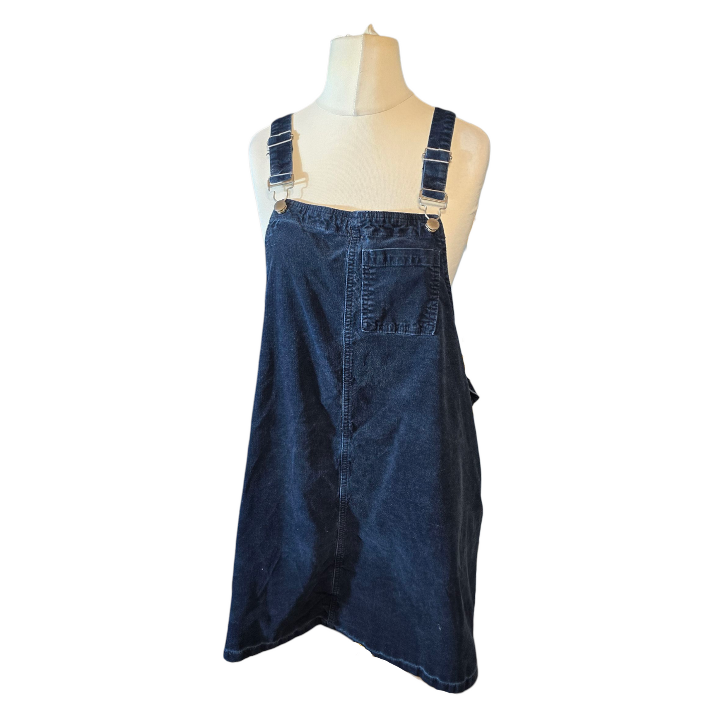 Tu Navy Cord Pinafore Dress – Size 20 – 100% Cotton – Front Pocket – Casual Layering