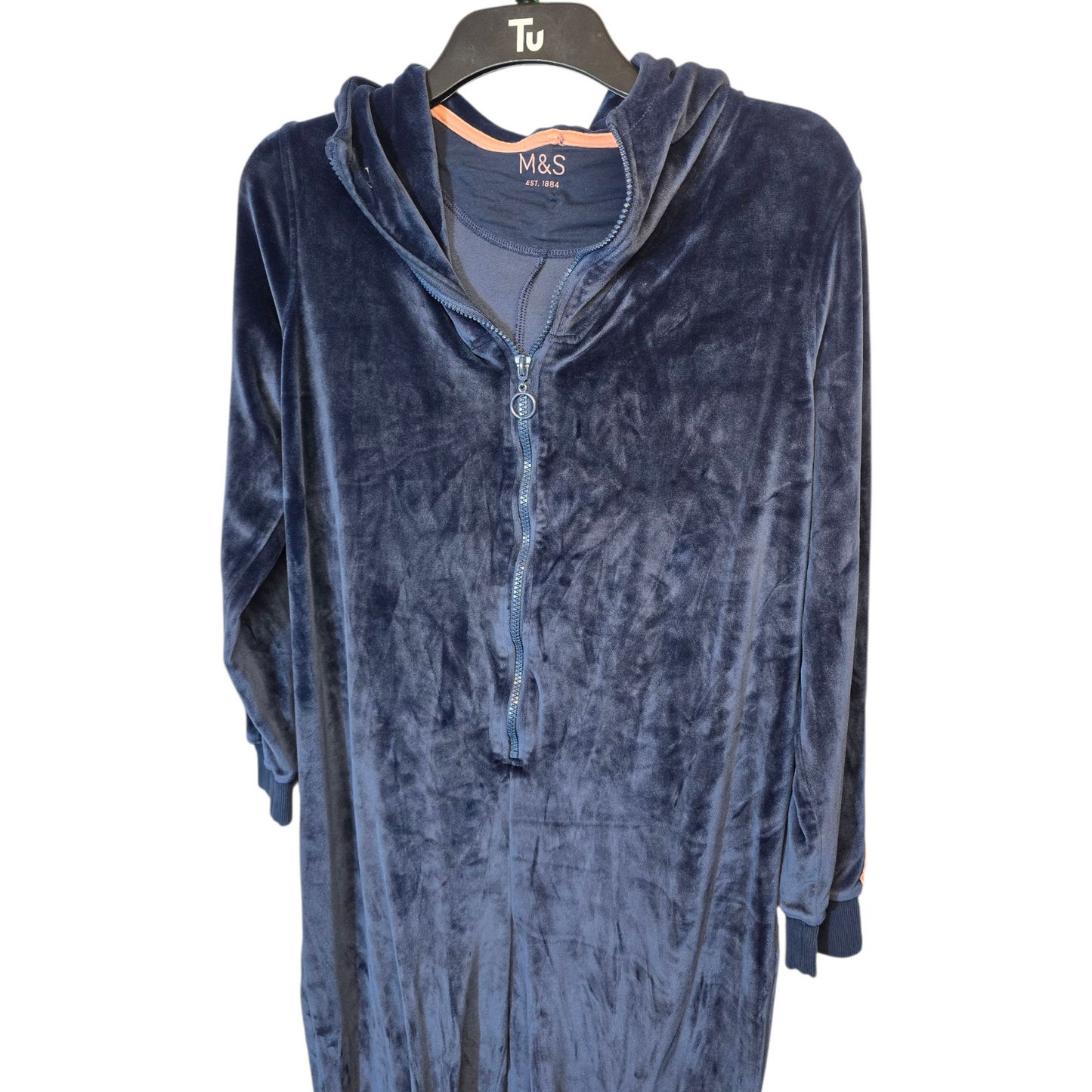 Next Navy & Pink Fleeced Hooded Onesie – Age 15–16 Years – Cosy Zip-Up