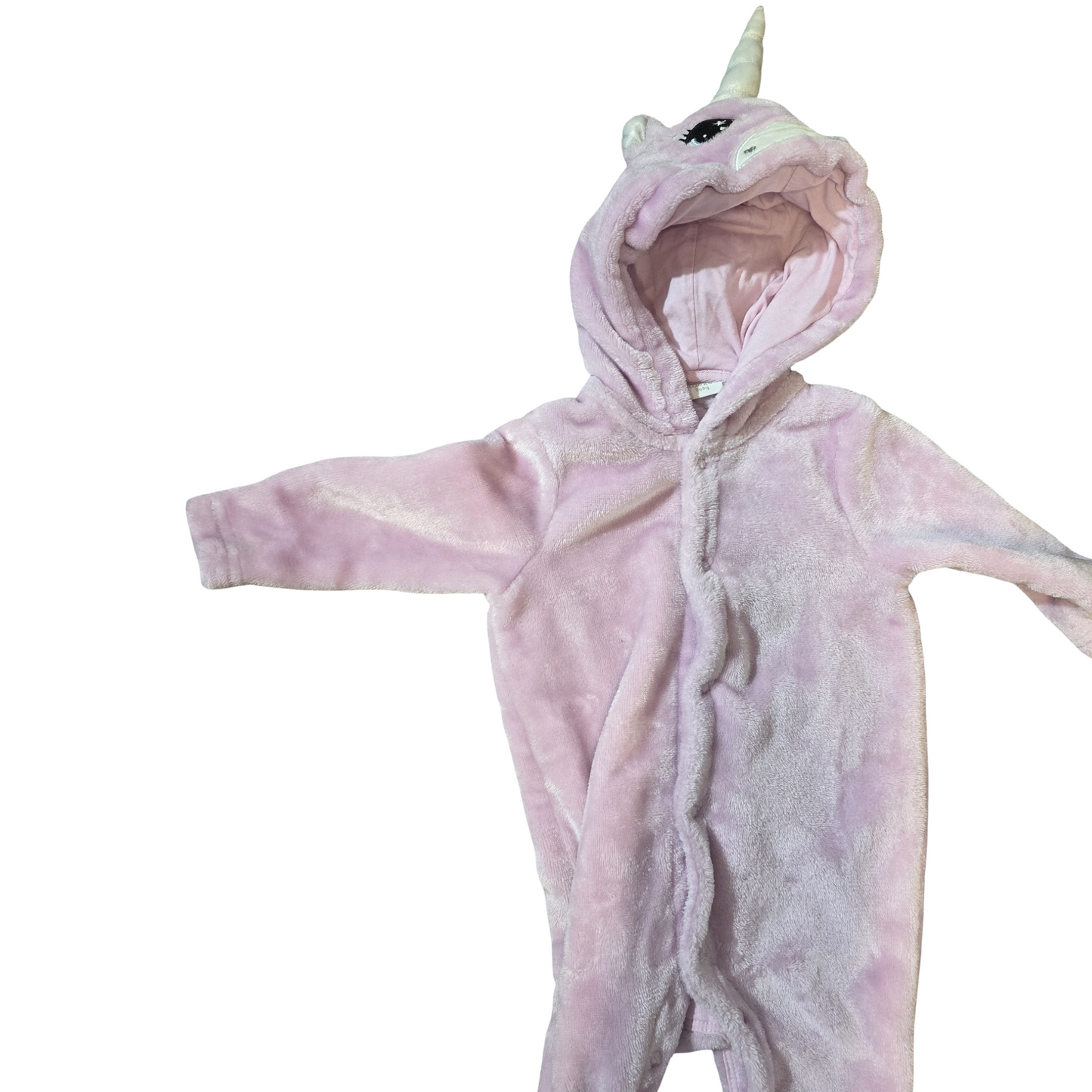 Bluezoo Girls Fluffy Pink Unicorn Bodysuit – 3–6 Months – Polyester