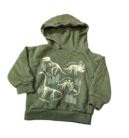 Primark Green Dinosaur Hoodie – Boys 9–12 Months – Cotton Blend