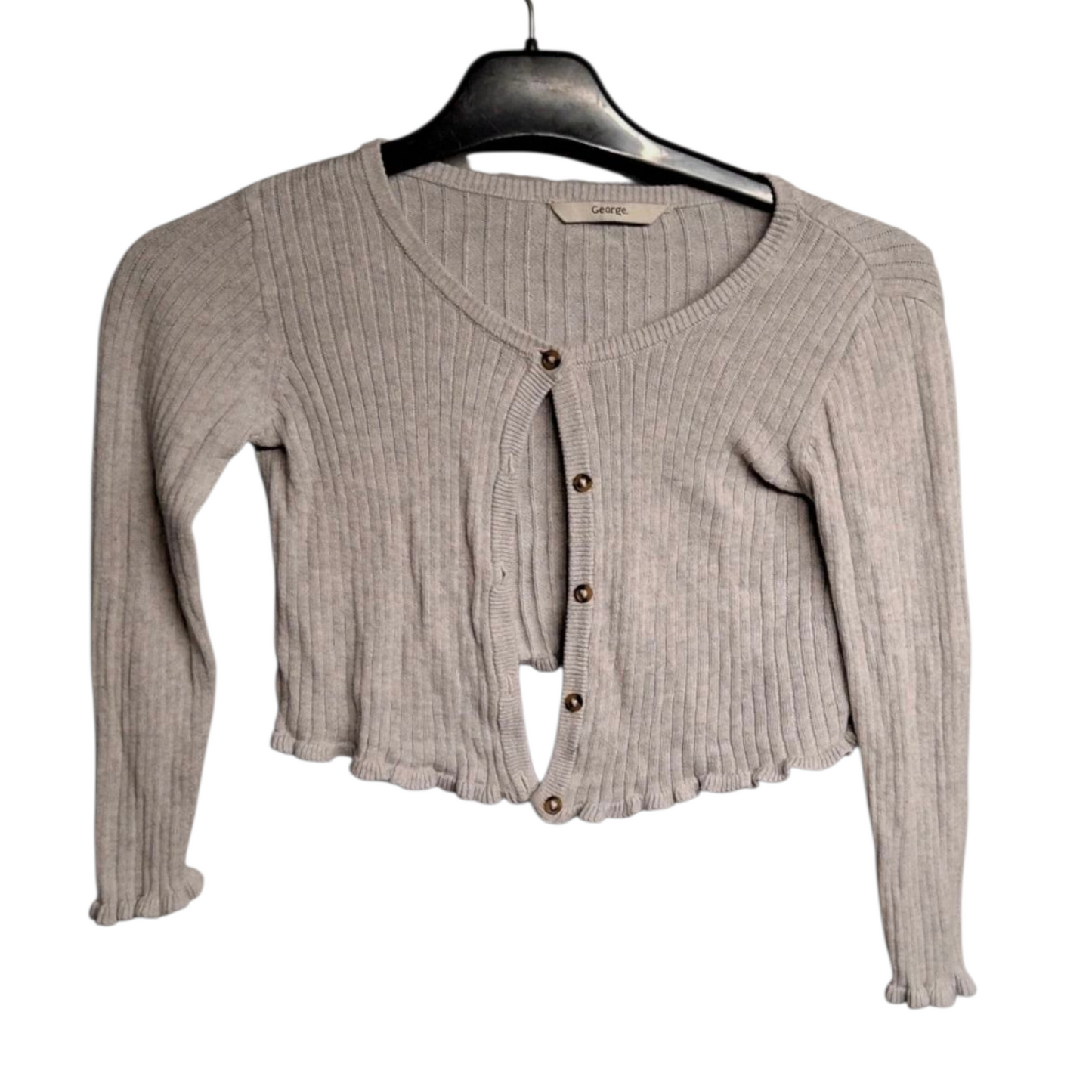 George Girls Grey Ribbed Cardigan – Age 5-6 Years – 100% Cotton